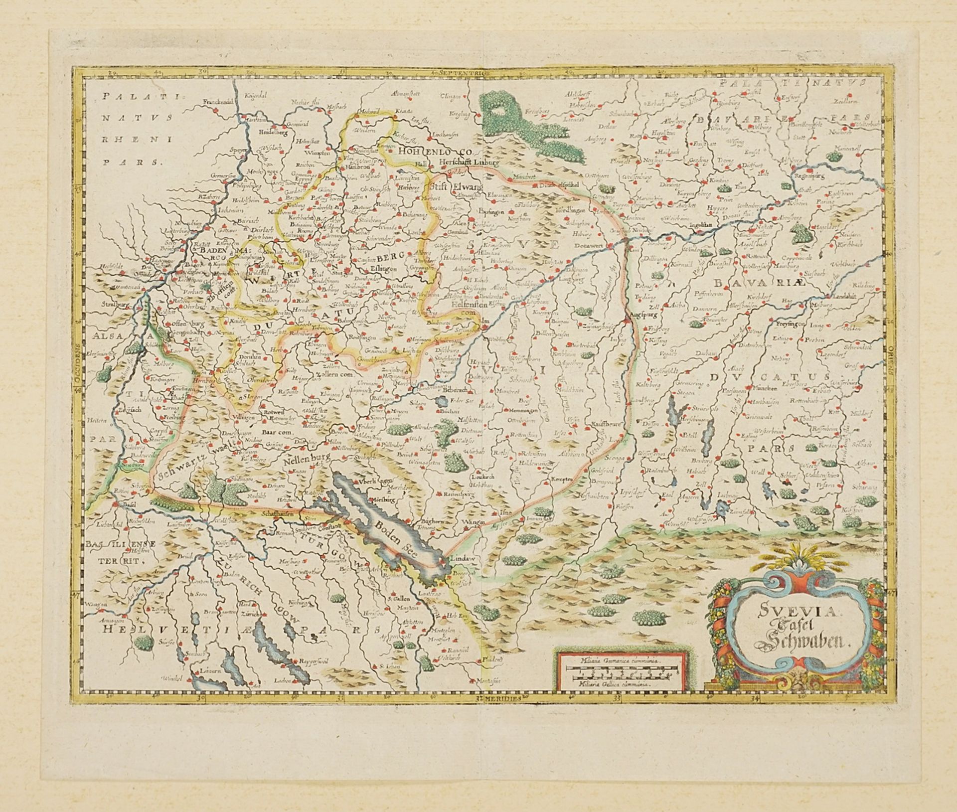 Matthäus Merian (1593-1650),  "Svevia" (Map of Swabia) - Image 3 of 3