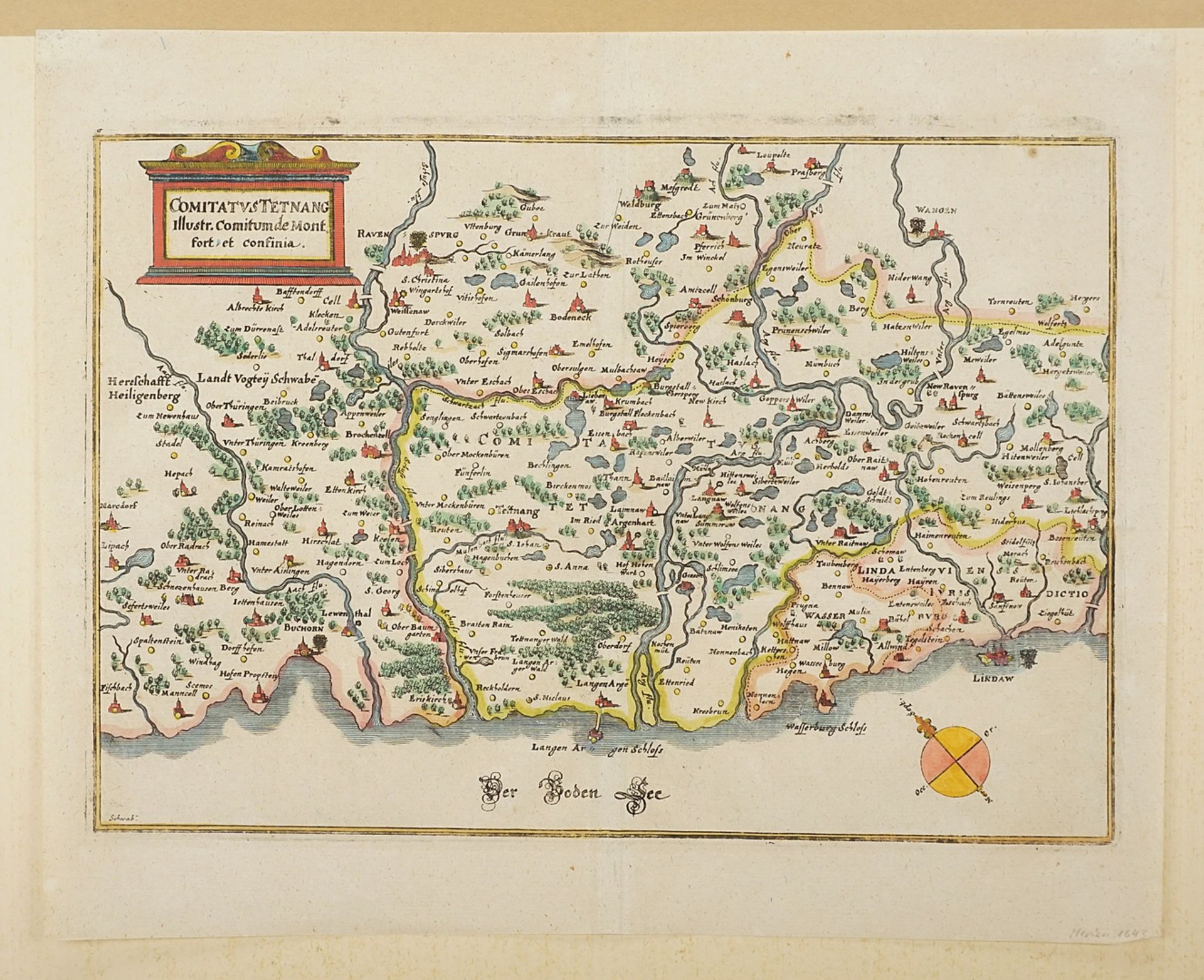 Matthäus Merian, "Comitatus Tetnang" (Karte der Grafschaft Tettnang) - Bild 3 aus 3