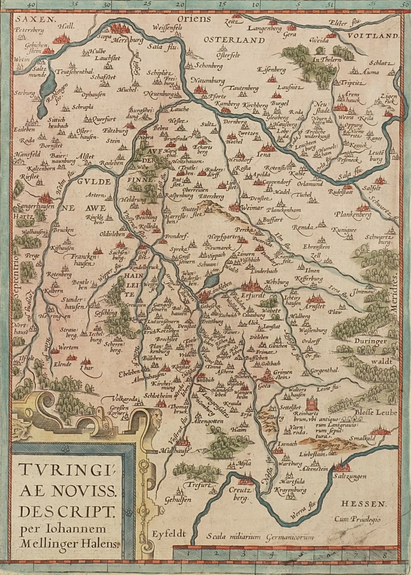 Johannes Mellinger,  "Turingiae noviss. Descript" (Karte von Thüringen)