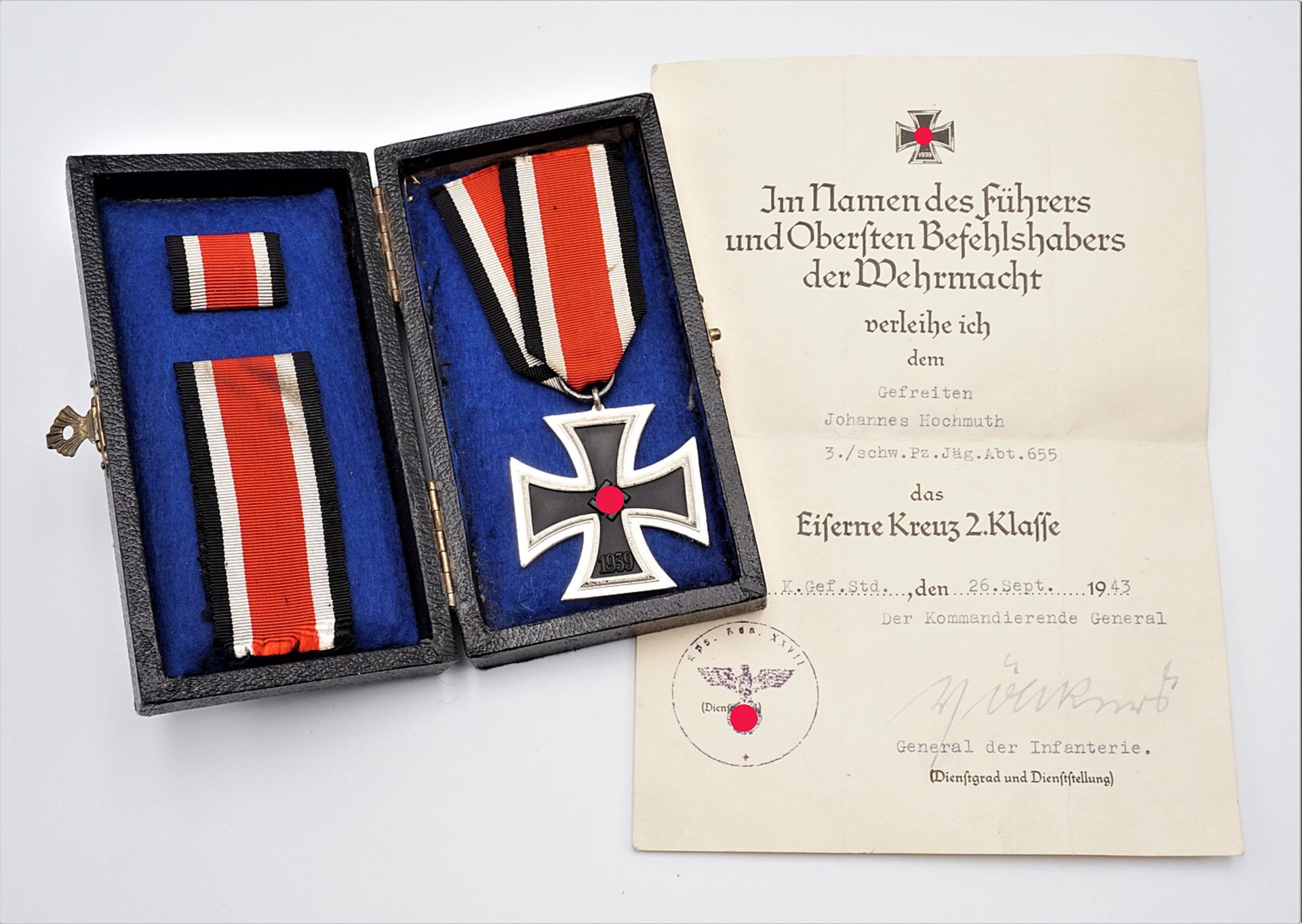 Eisernes Kreuz 2. Klasse 1939 mit Urkunde