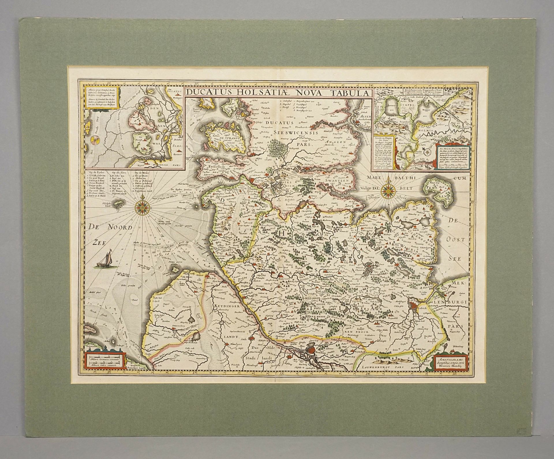 Henricus Hondius (1597-1651), "Ducatus Holsatiae nova tabula" (New Map of the Duchy of Holstein) - Image 2 of 4