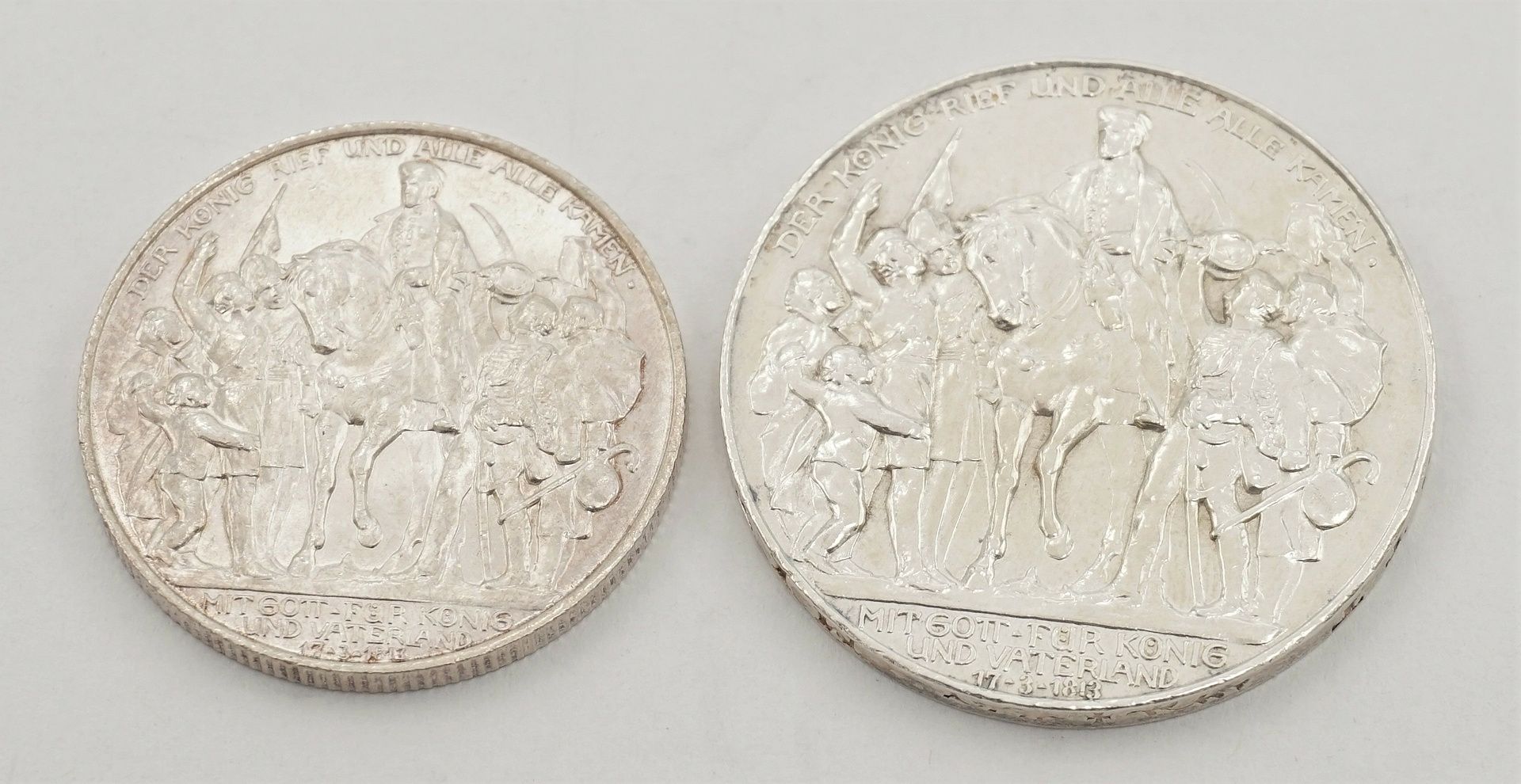 Zwei Münzen Deutsches Reich "100 Jahre Befreiungskrieg Preußen"