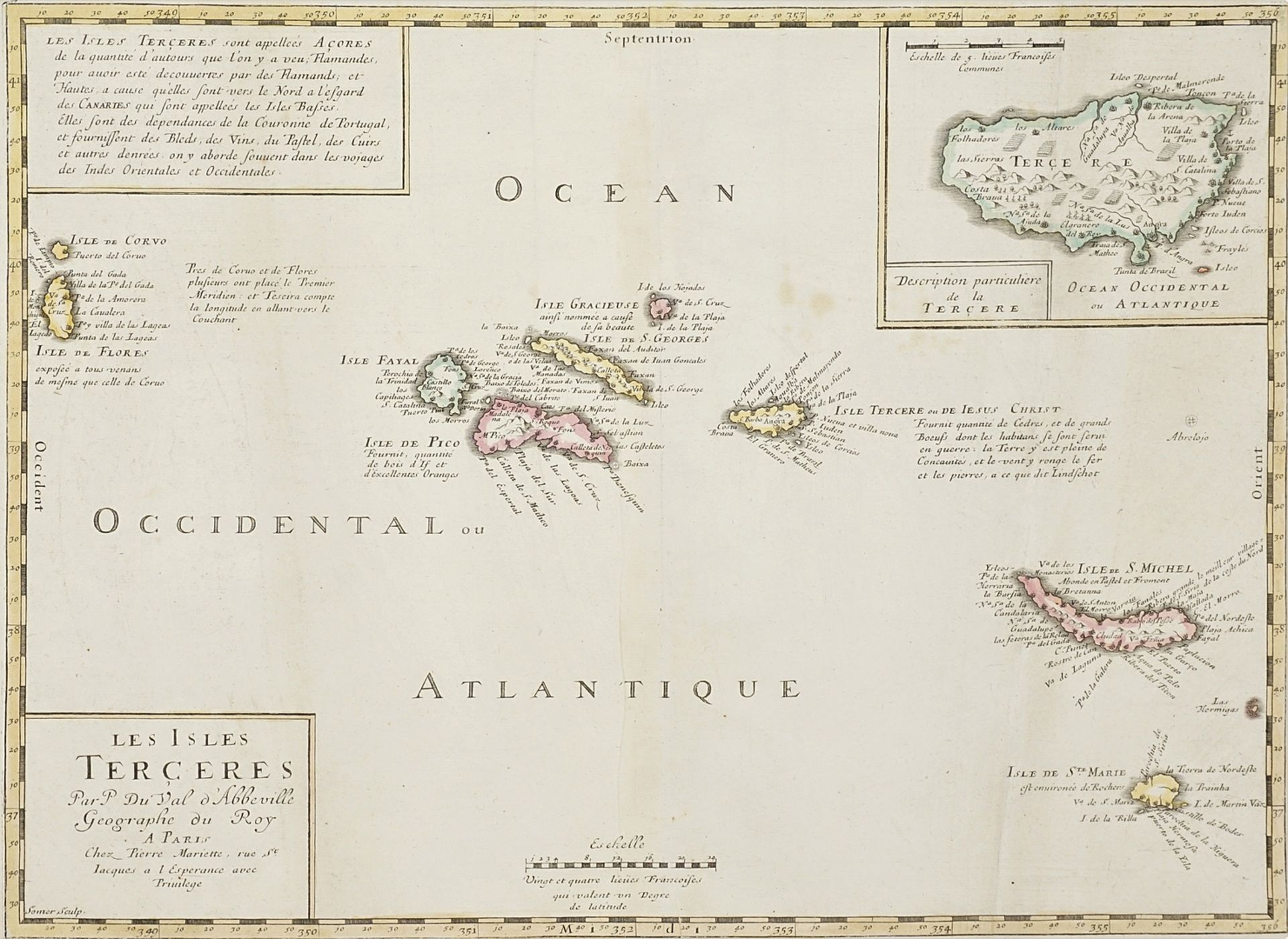 Somer,  "Les Isles Terceres" (Karte der Azoren)