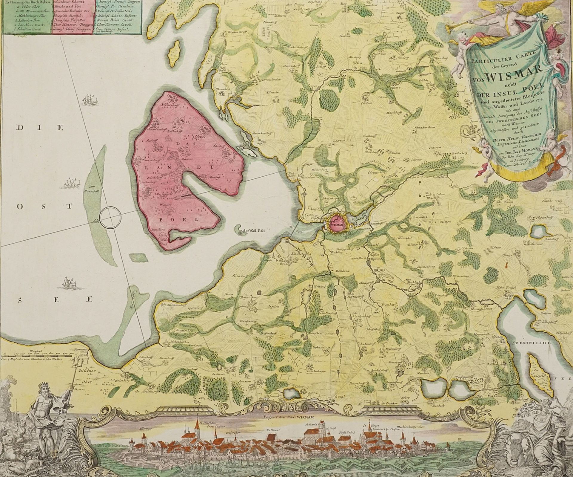 Johann Baptist Homann (1664-1724), "Particulier Carte der Gegend von Wismar" (Map of Wismar region)