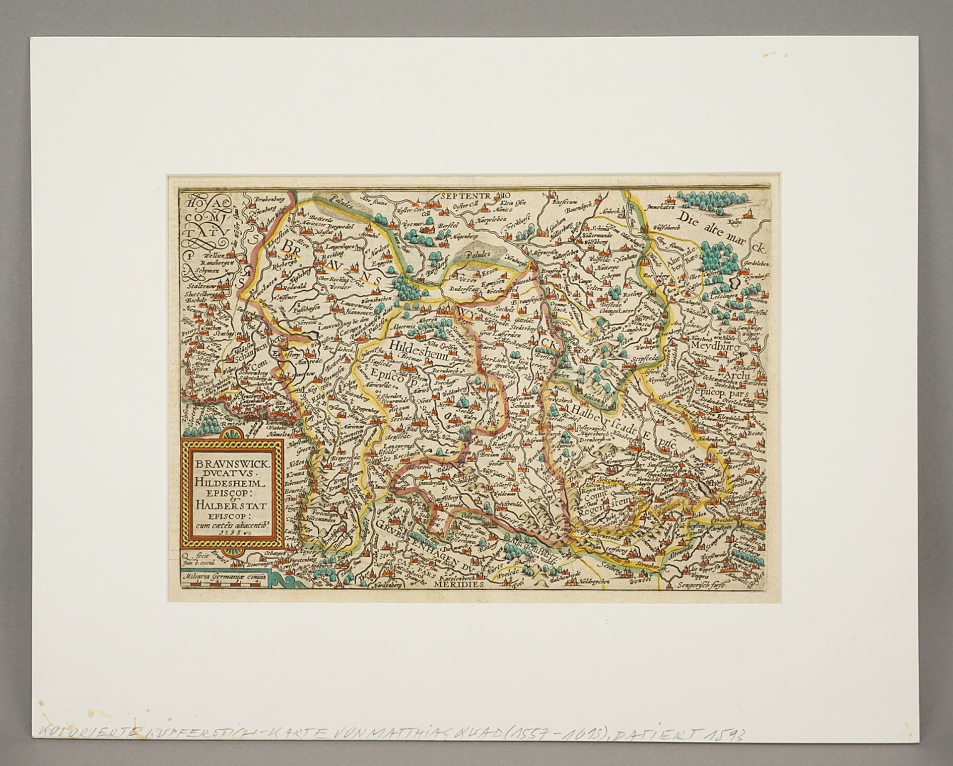 Mat(t)hias Quad (1557-1613), "Braunswick ducatus […]" (Map of Brunswick, Hildesheim and Halberstadt) - Image 2 of 4