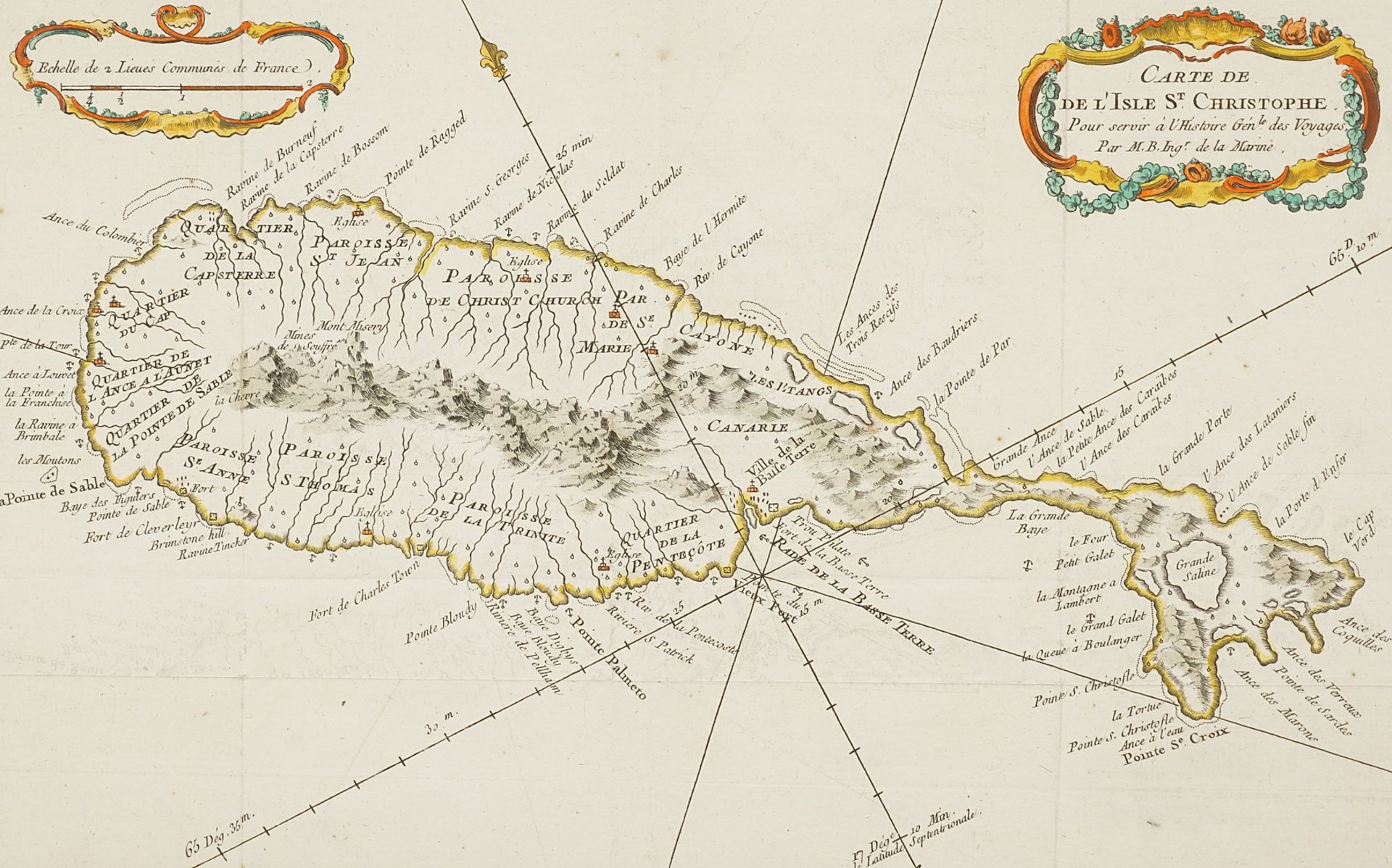 Jacques-Nicolas Bellin,  "Carte de l'isle St. Christophe" (Karte der Insel St. Christophe)