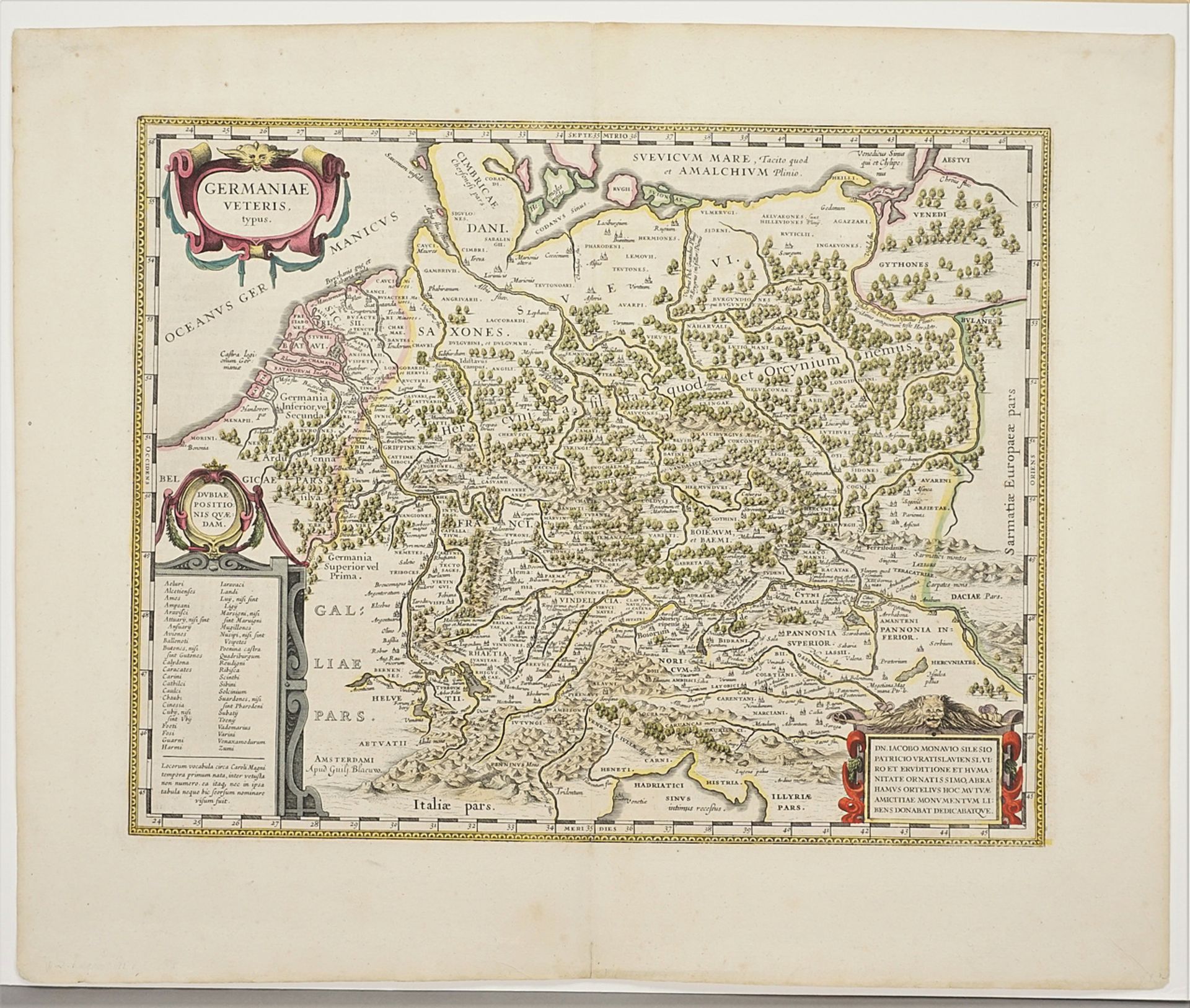 Nach Abraham Ortelius,  "Germaniae veteris typus" (Karte des alten Deutschlands) - Bild 3 aus 4