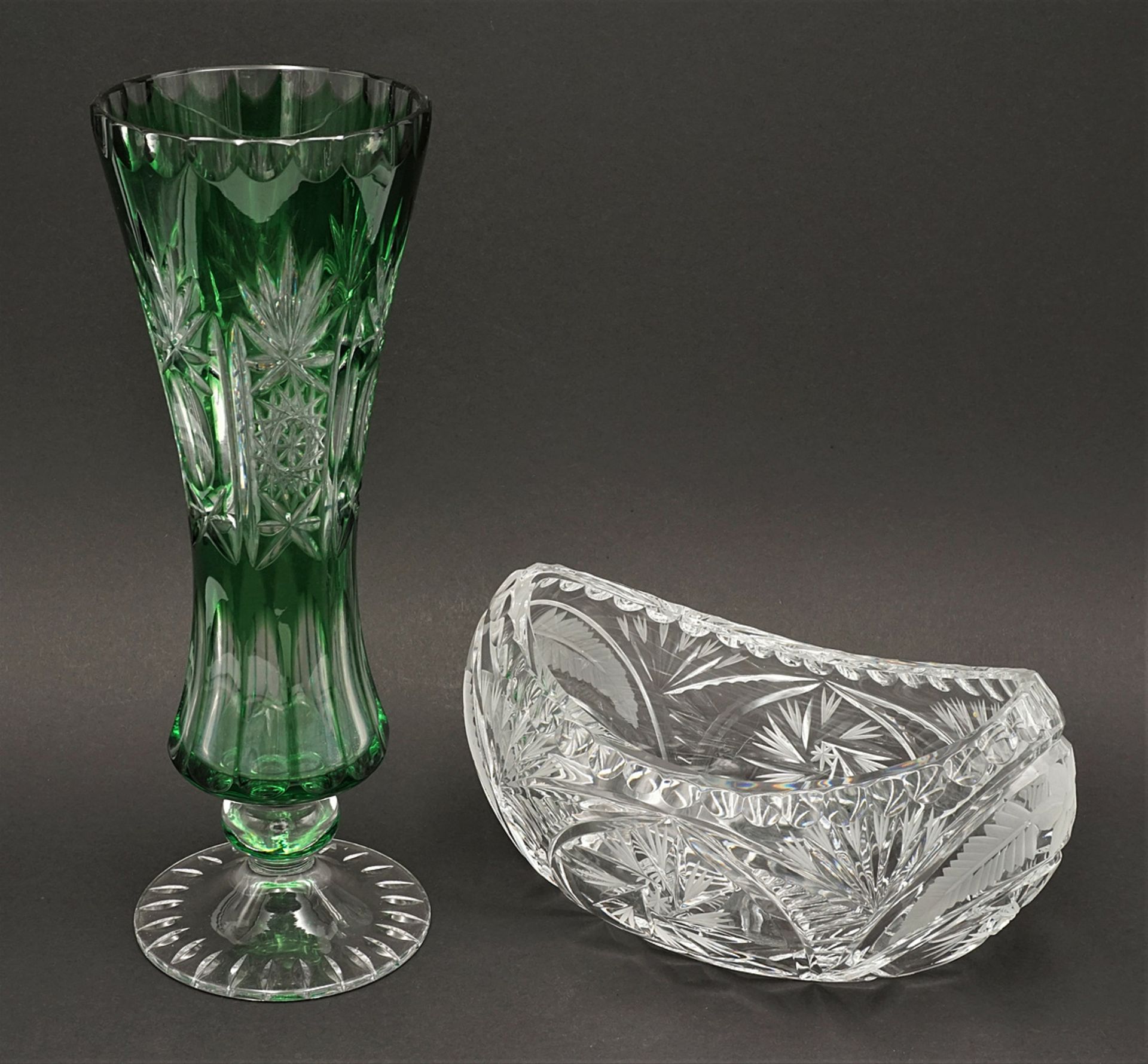 Kristallglas Vase und Schale