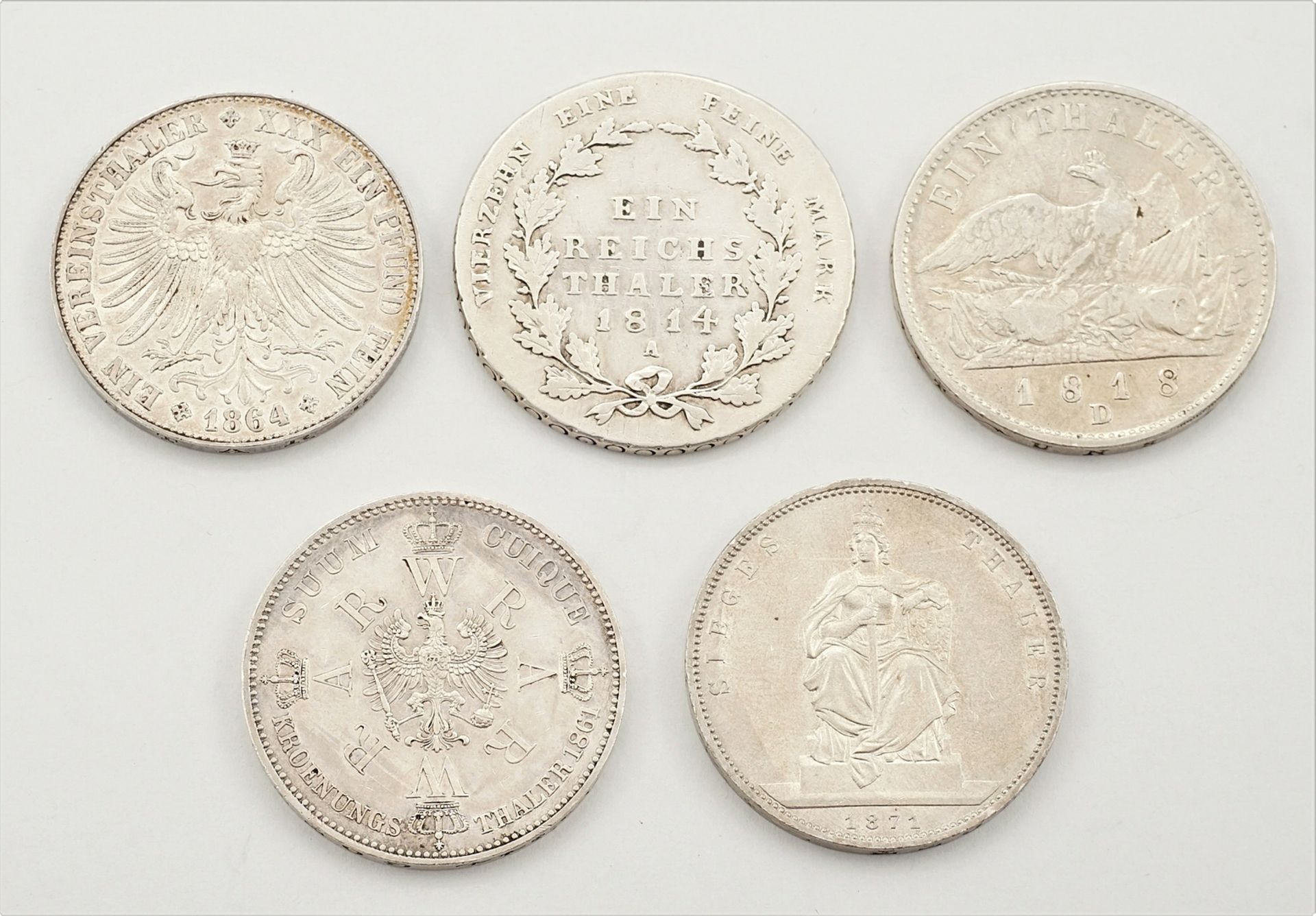 Fünf Deutsche Silbermünzen vor 1871 - Bild 2 aus 2
