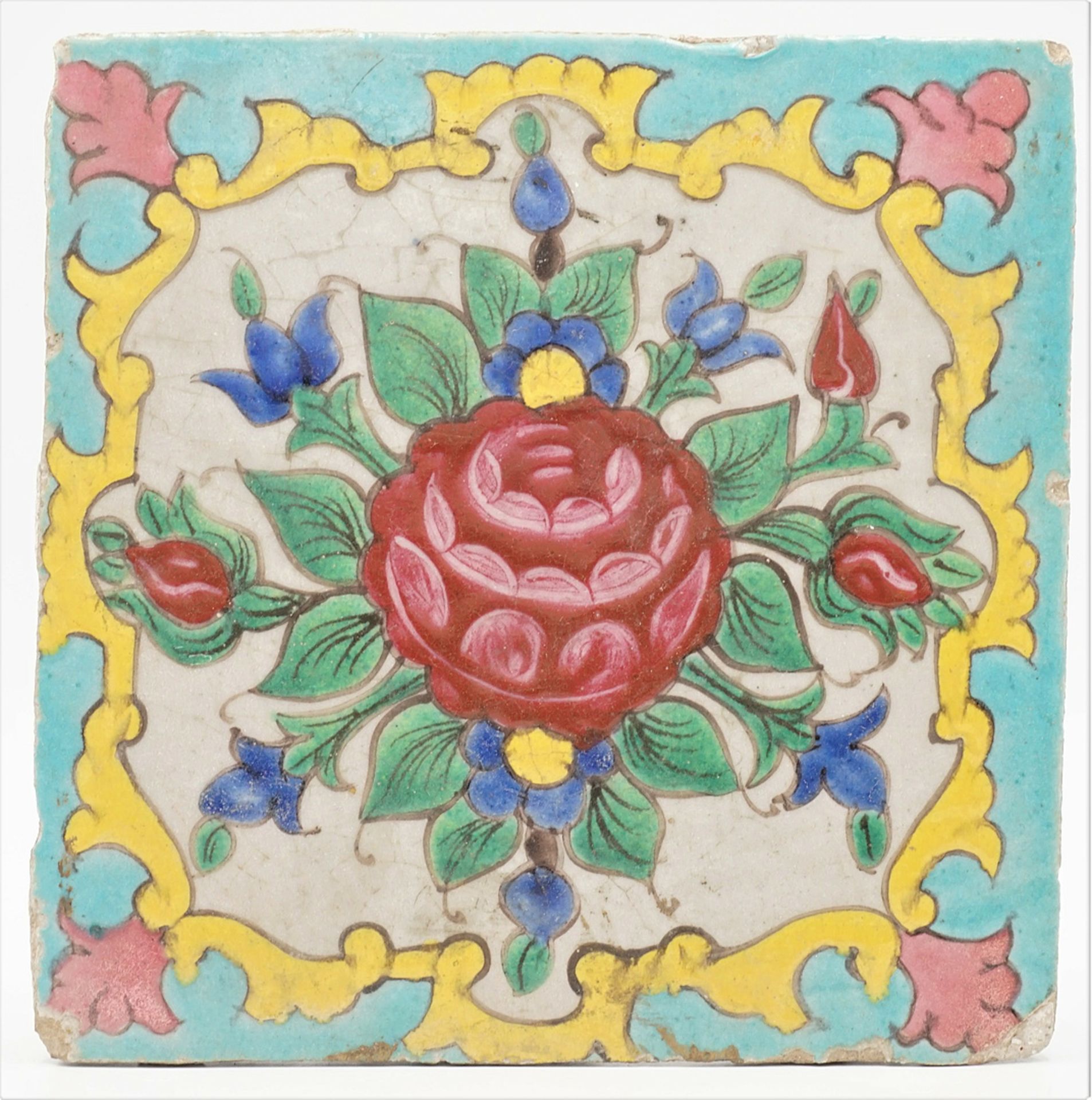 Polychrome Fliese, wohl Persien, 18. Jh.