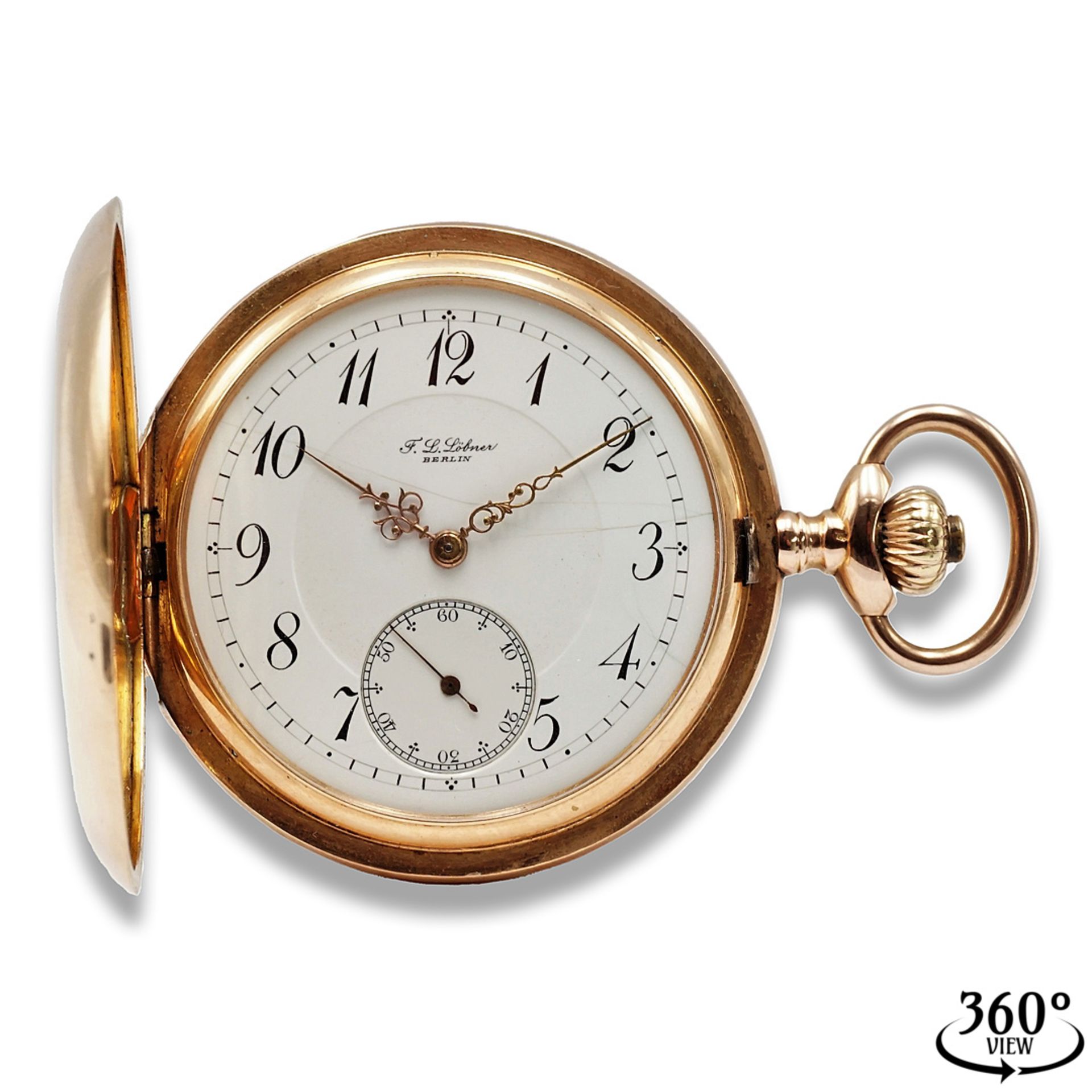 Uhrenfabrik F. L. Löbner schwere goldene Savonnette / Taschenuhr