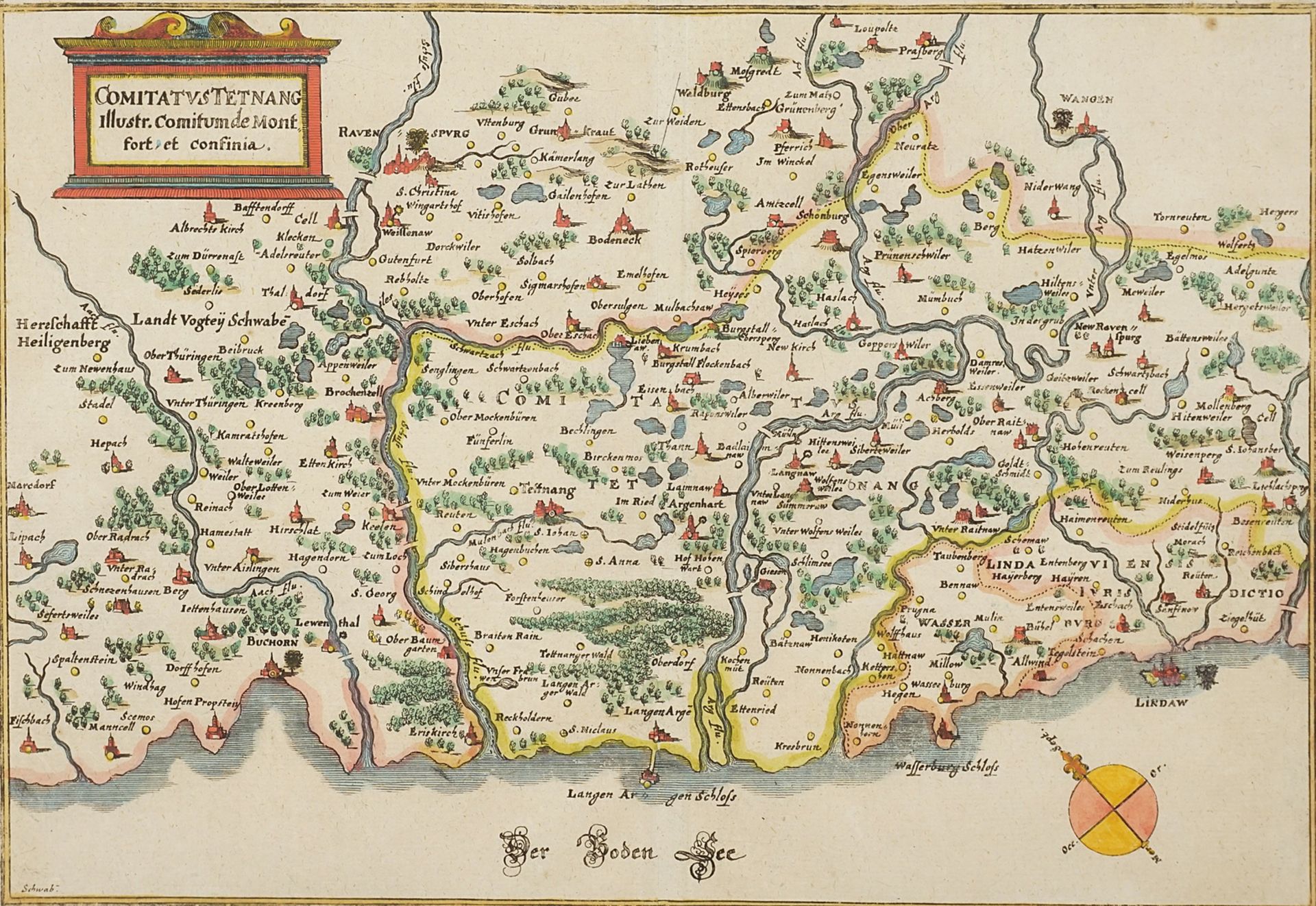Matthäus Merian (1593-1650), "Comitatus Tetnang" (Map of the County of Tettnang)