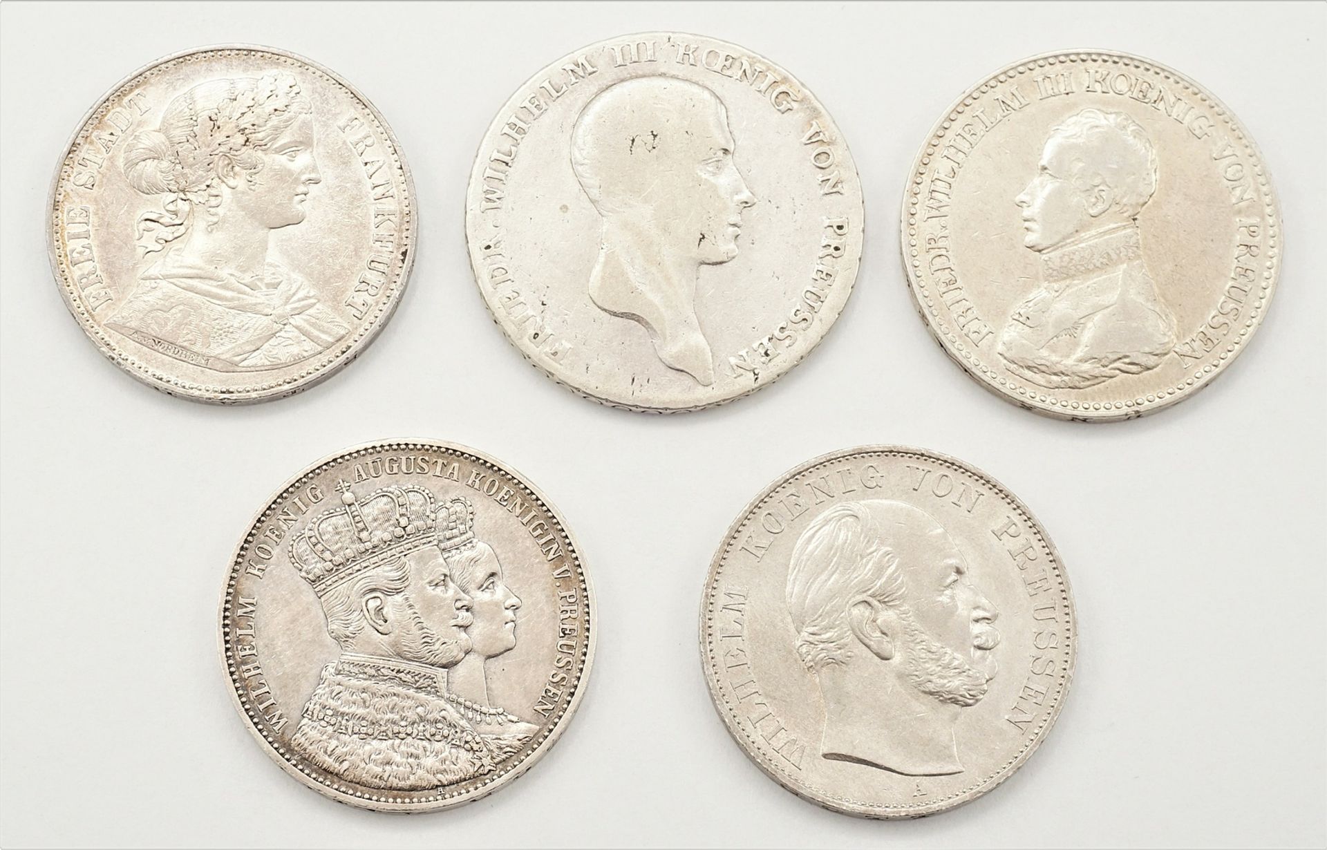 Fünf Deutsche Silbermünzen vor 1871