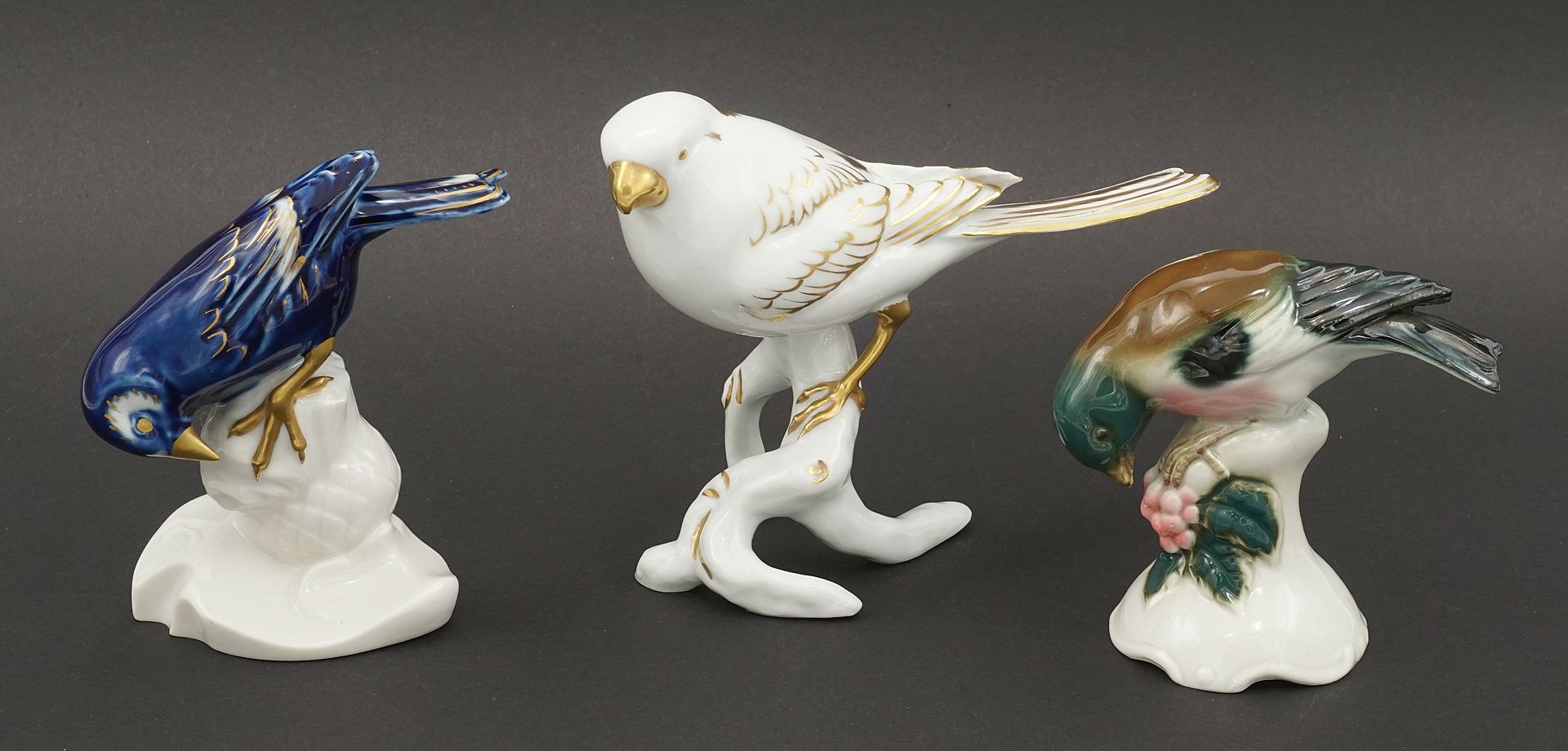 Drei Vogelfiguren, Thüringer Porzellan