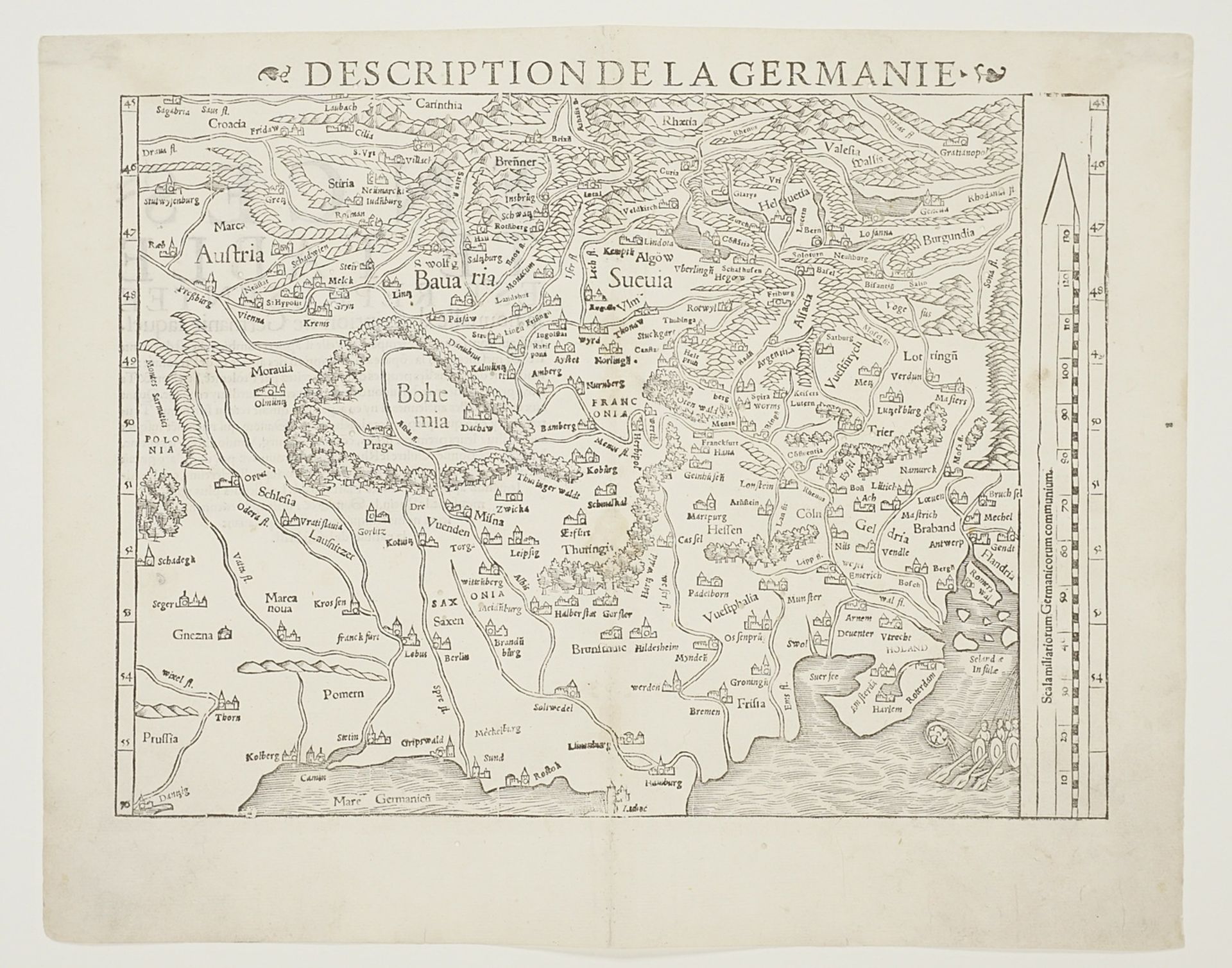 Sebastian Münster,  "Description de la Germanie" (Deutschlandkarte) - Bild 3 aus 4