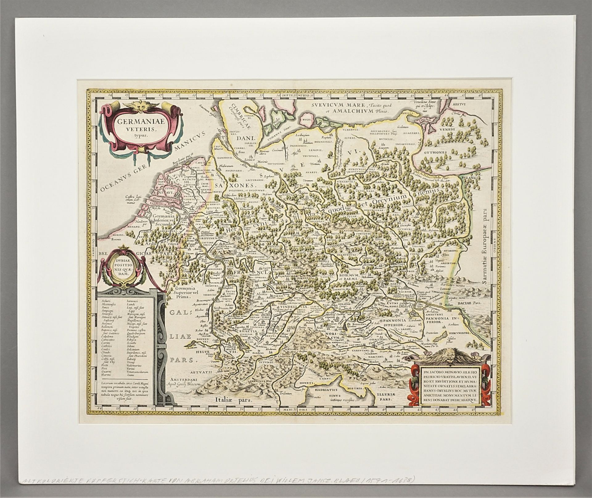 Nach Abraham Ortelius,  "Germaniae veteris typus" (Karte des alten Deutschlands) - Bild 2 aus 4