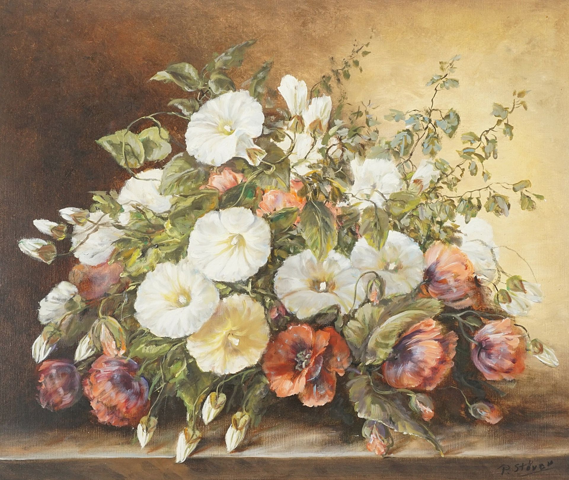 Paula Stöver, Blumenstillleben mit Ackerwinde und Mohnblumen