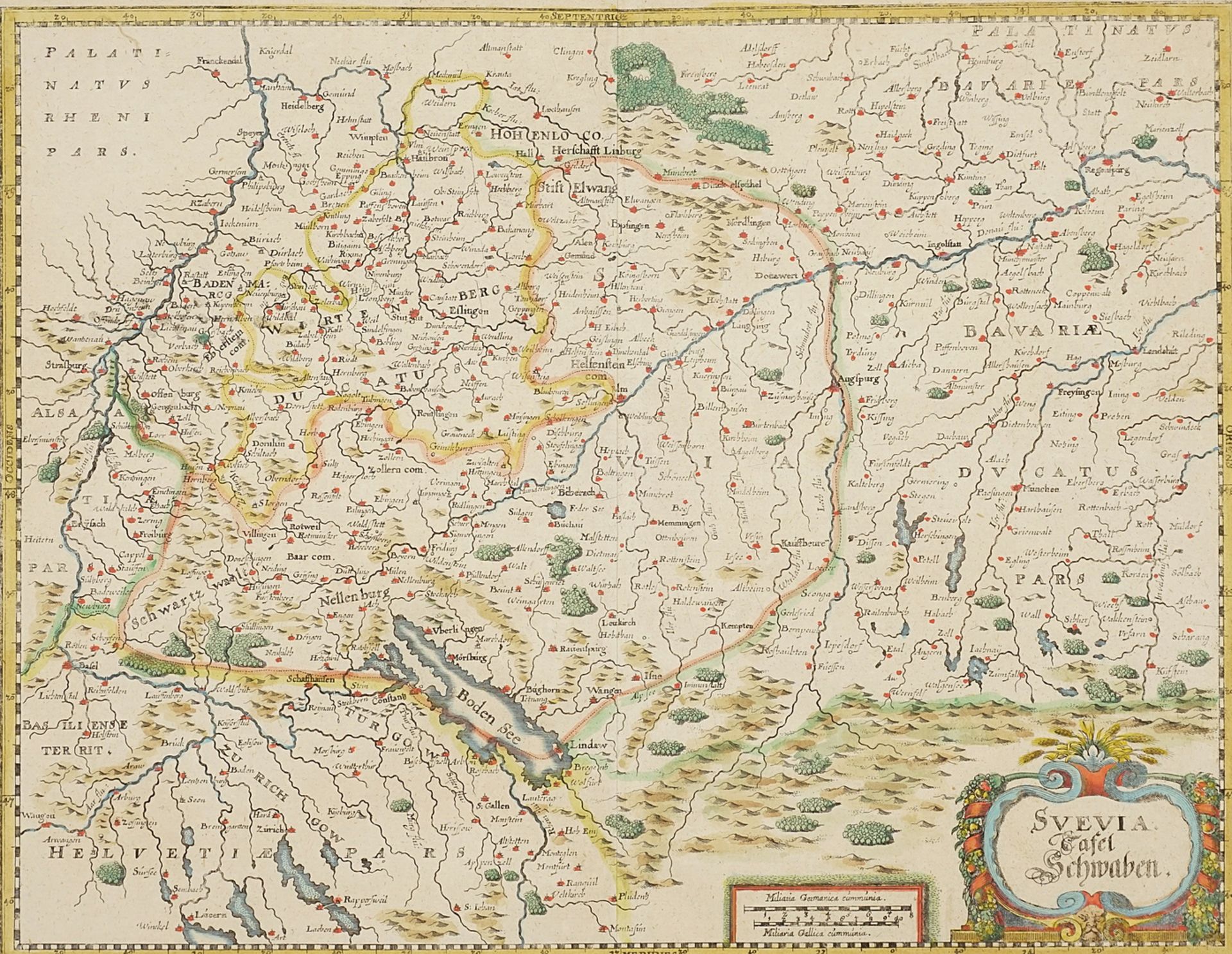 Matthäus Merian (1593-1650),  "Svevia" (Map of Swabia)