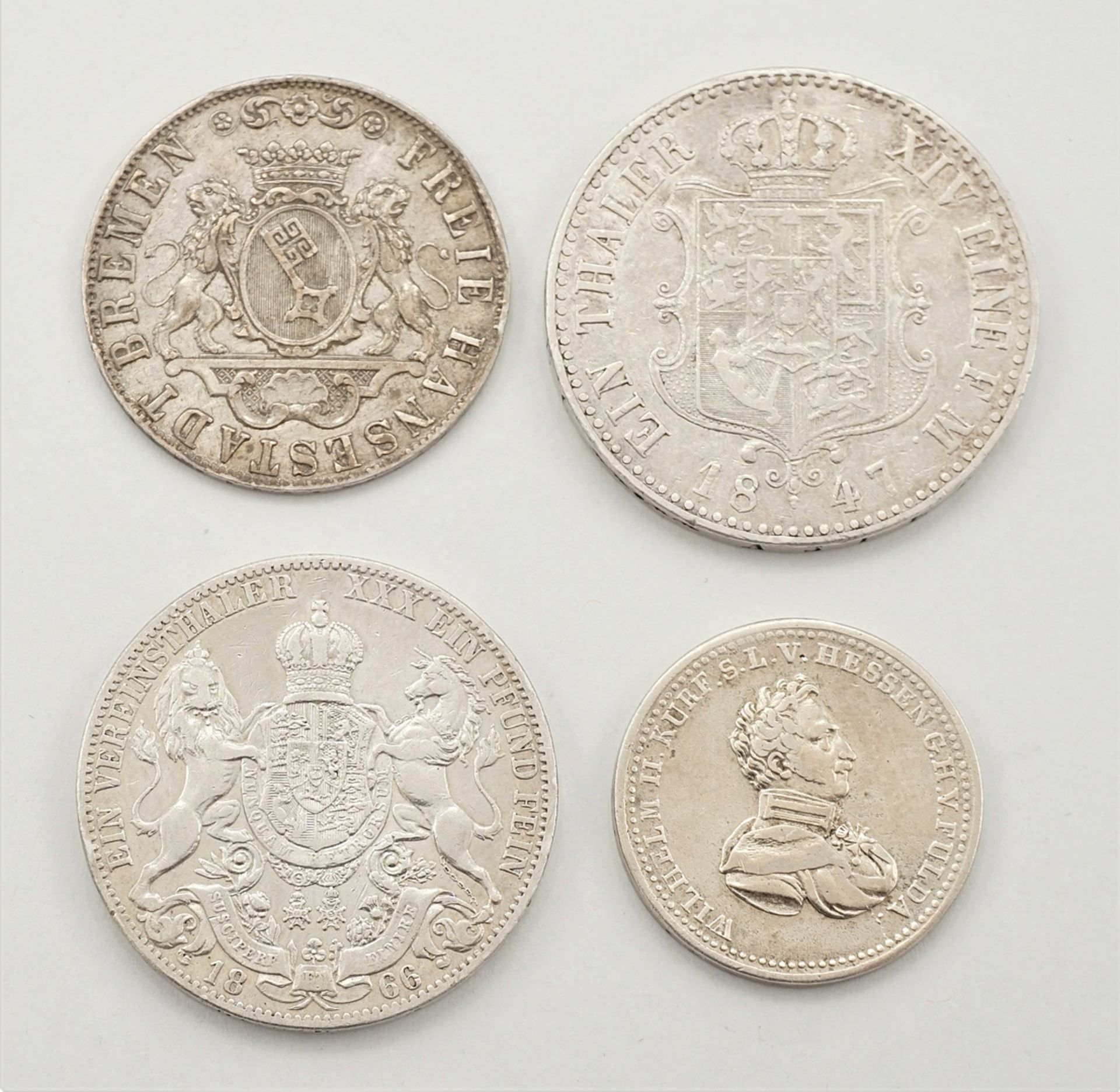 Vier Deutsche Silbermünzen vor 1871 - Bild 2 aus 2