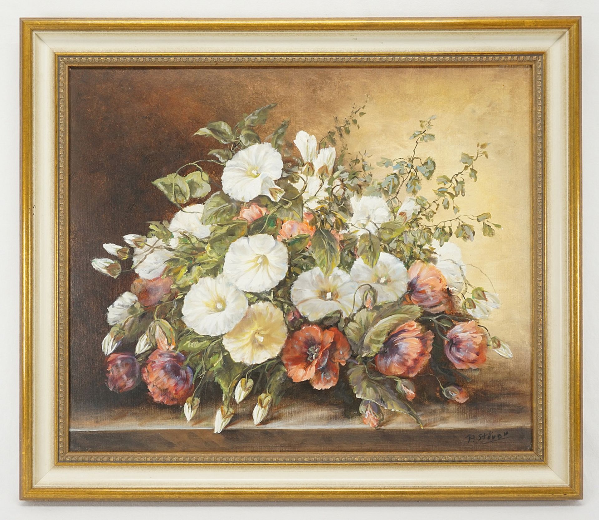 Paula Stöver, Blumenstillleben mit Ackerwinde und Mohnblumen - Bild 2 aus 4