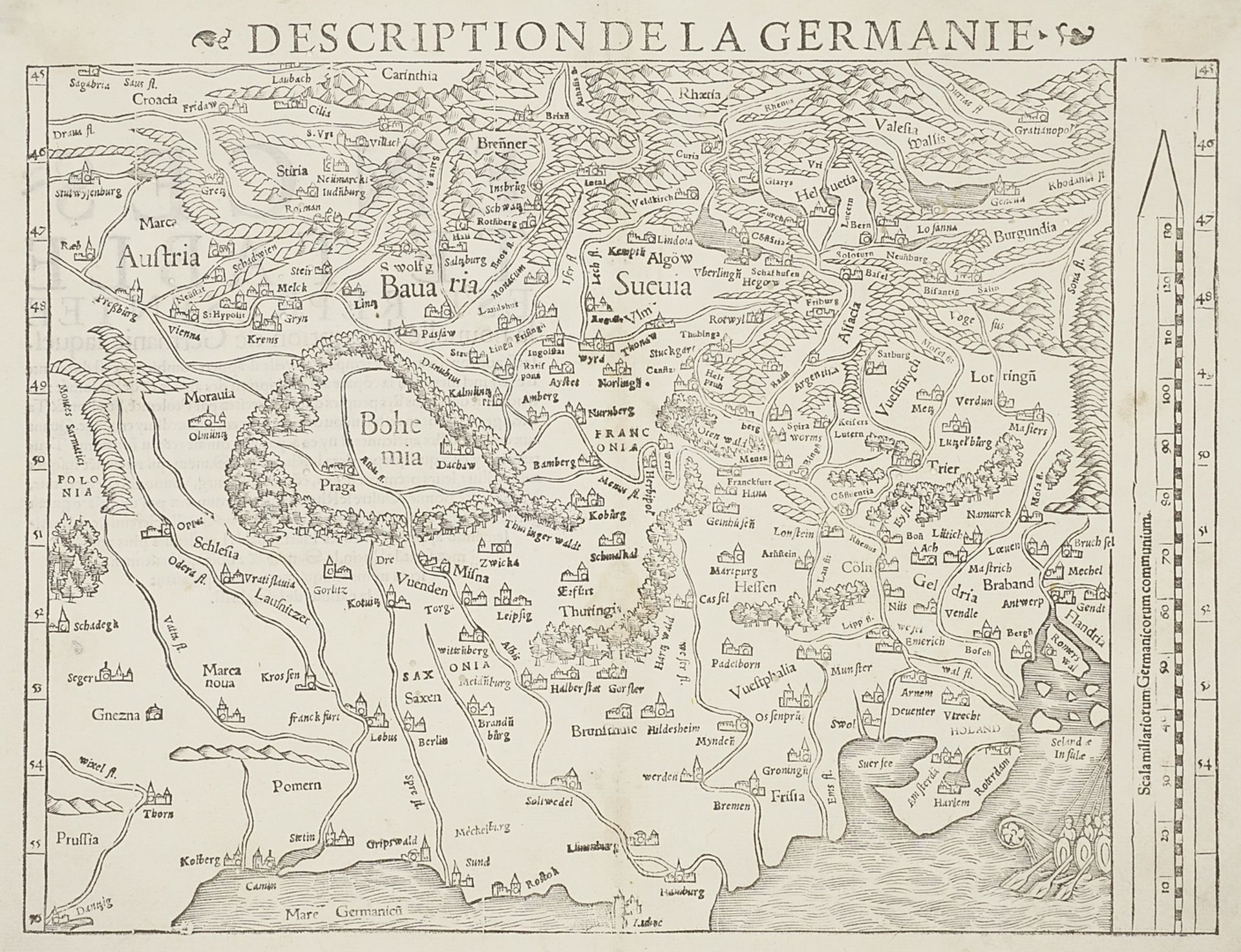 Sebastian Münster,  "Description de la Germanie" (Deutschlandkarte)