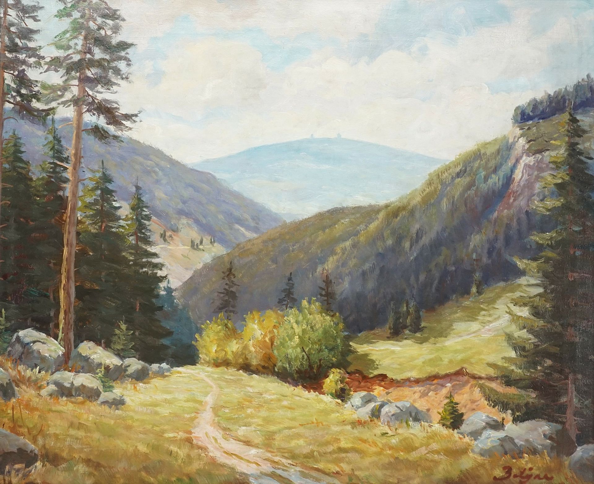 Paul Betyna,  Harzlandschaft mit Brockenblick