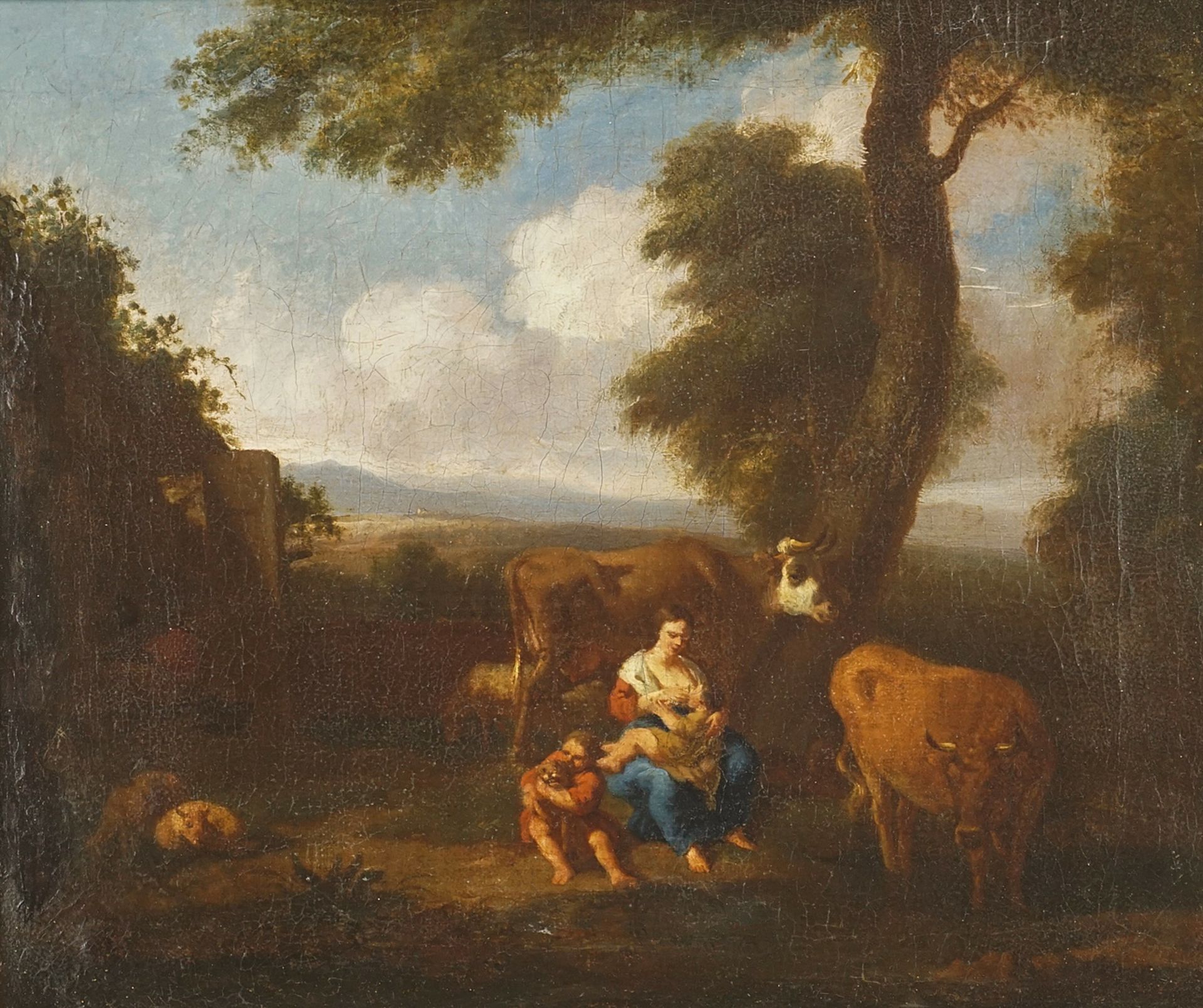 Nicolaes Pietersz. Berchem, Nachfolger, Rastende Mutter mit Kühen