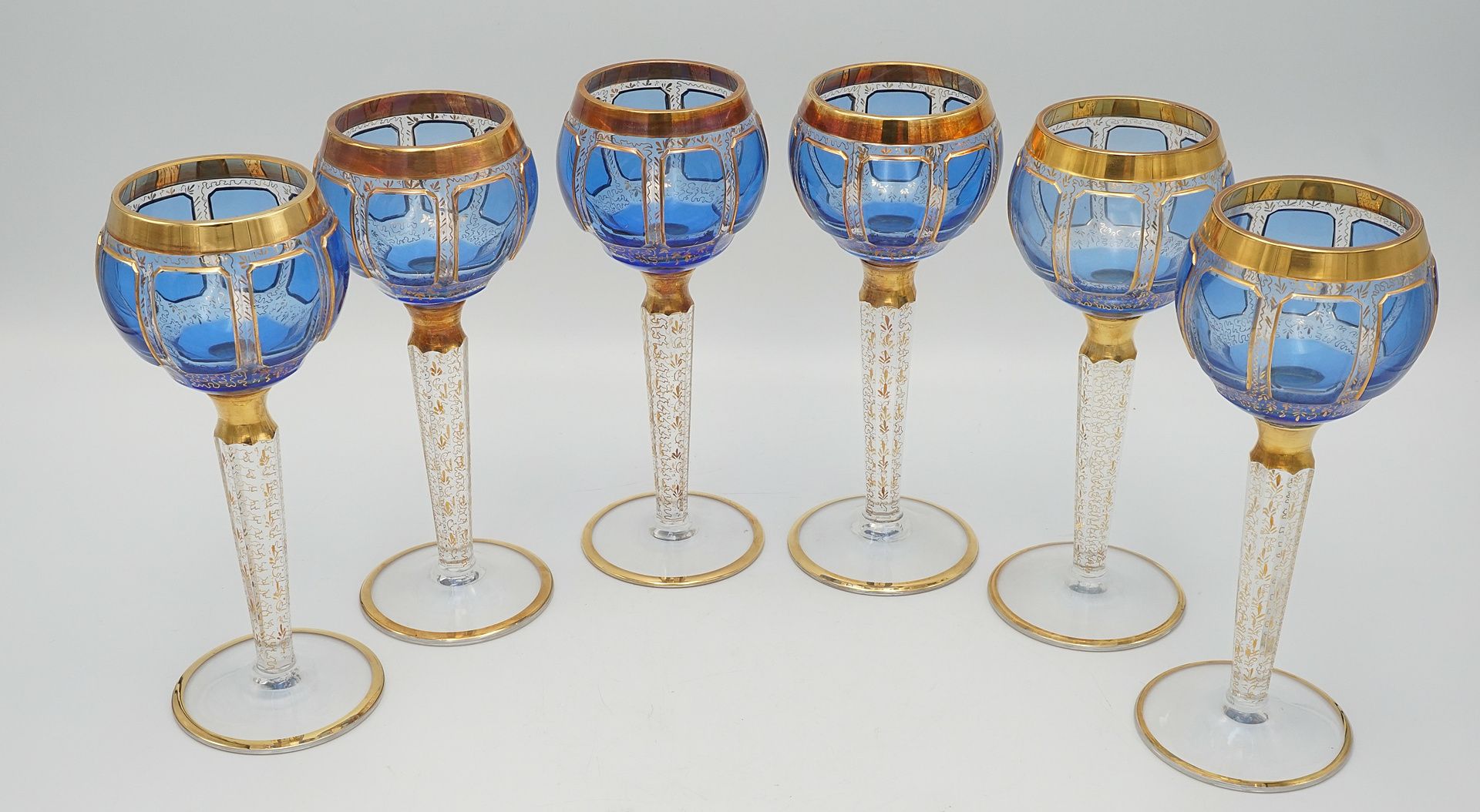 Six probably Steiner & Vogel Vohenstrauss magnificent wine glasses, around 1930 - Image 3 of 4
