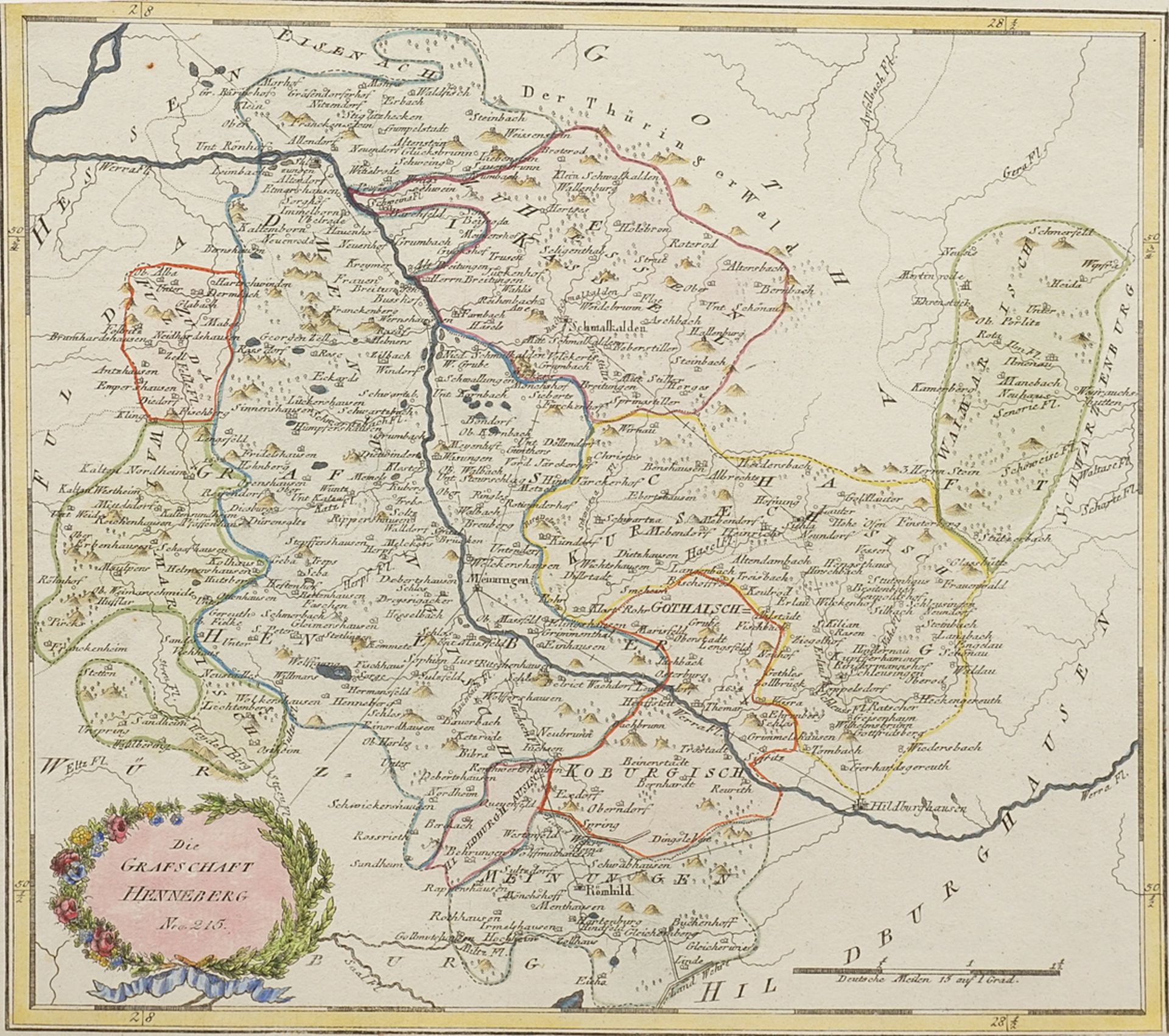 Franz Johann Joseph von Reilly (1766-1820),  Map of the County of Henneberg