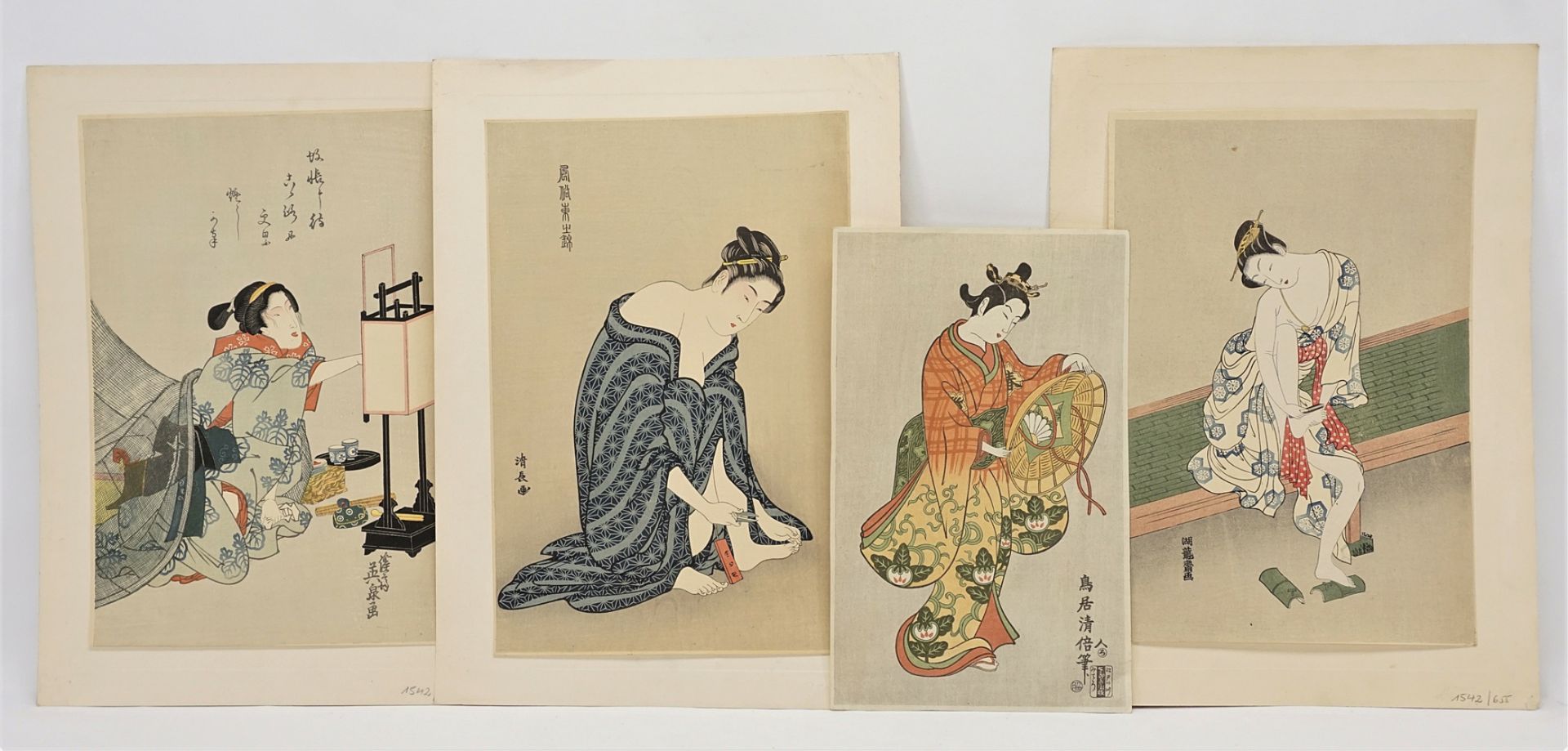 Four Japanese Ukiyo-e woodblock prints