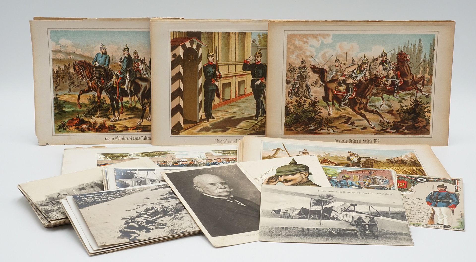 79 postcards and 23 color lithographs from the life of a soldier 