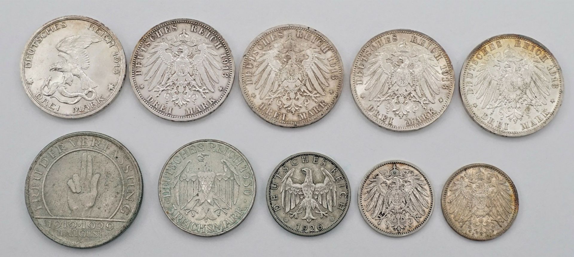 Ten coins Kaiserreich and Reichsmark - Image 2 of 2