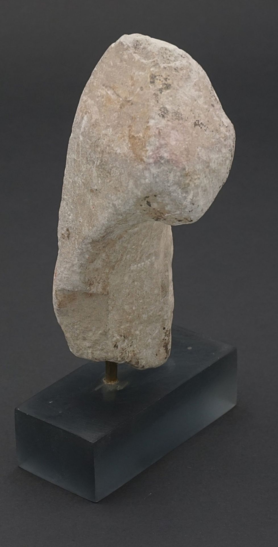 Egyptian carved stone fragment with head of Osiris, late period, 630 - 350 BC - Image 2 of 3