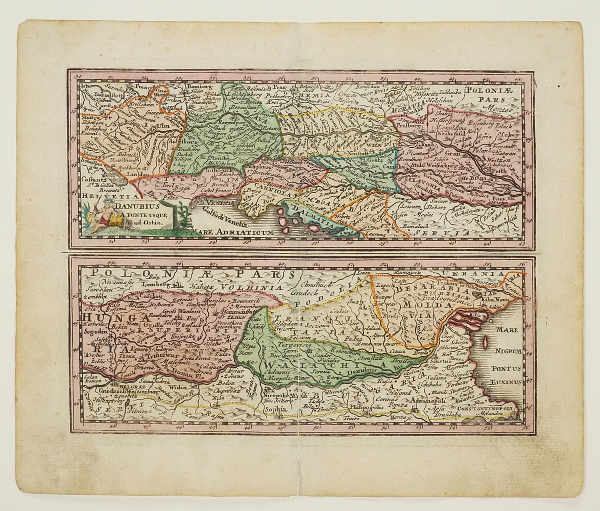 Map of the course of the Danube in two depictions - Image 3 of 3