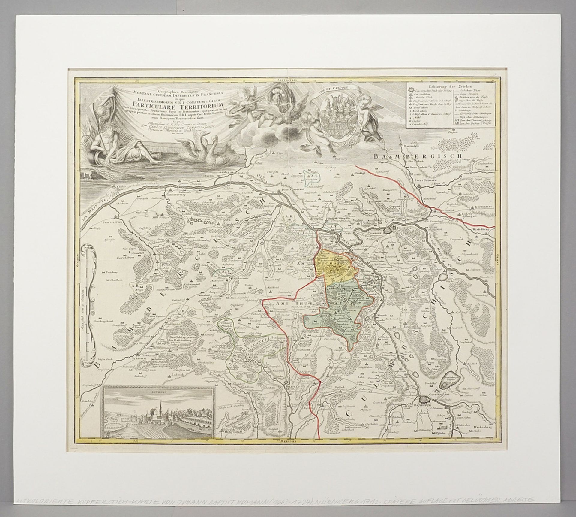 Johann Baptist Homann (1664-1724), Partial map of Franconia - Image 2 of 3