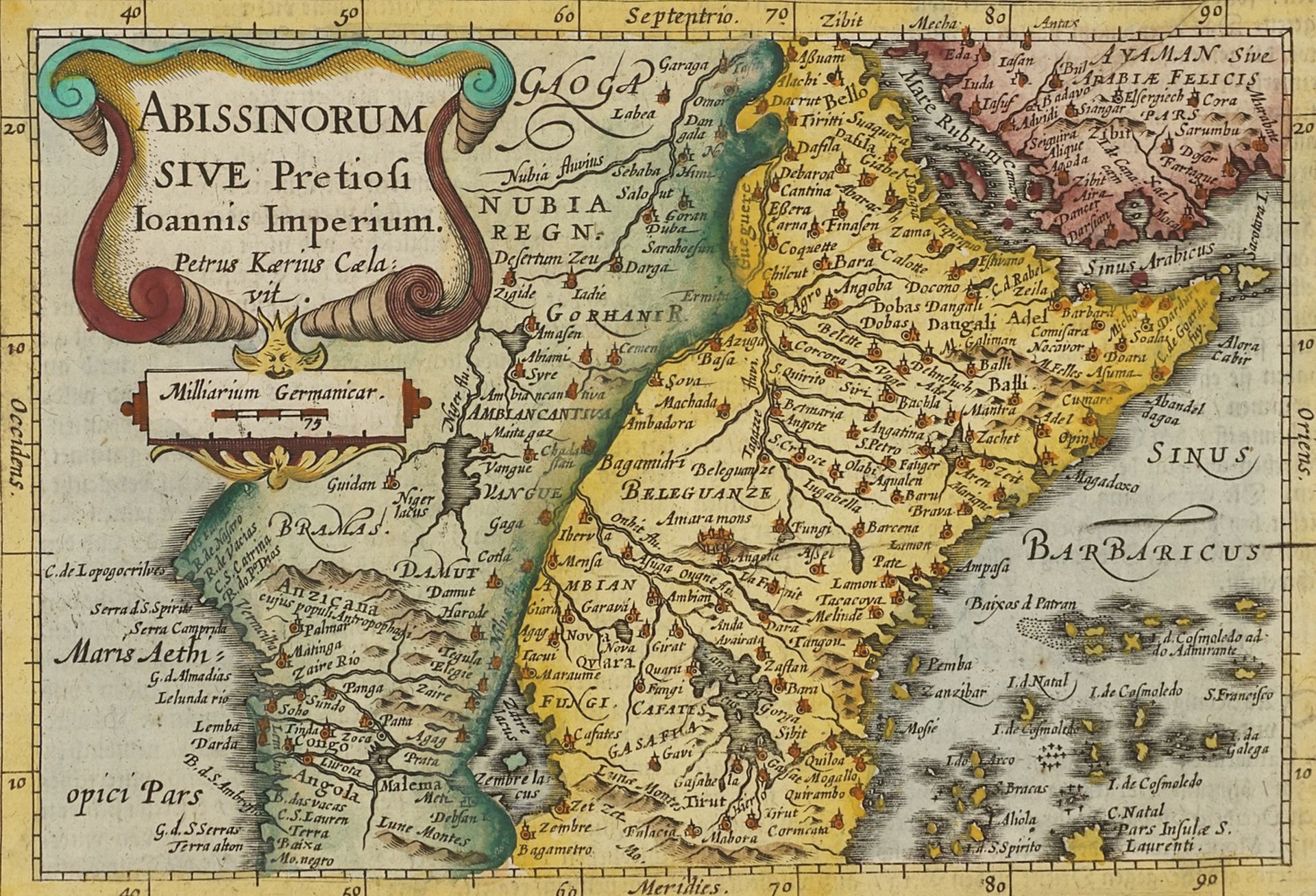 Pieter van den Keere (Petrus Kaerius, 1570-1630), Map of the Abyssinian Empire