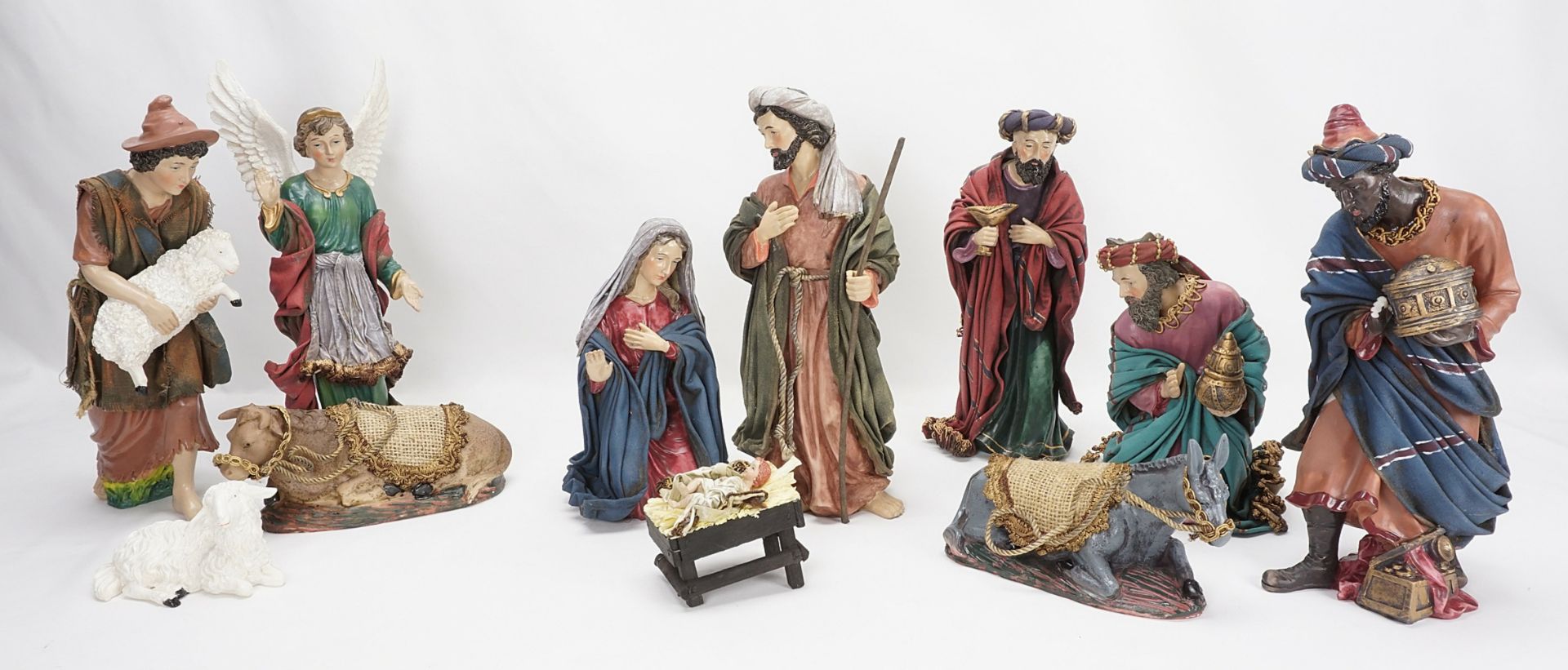 Eleven nativity figurines, 20th century