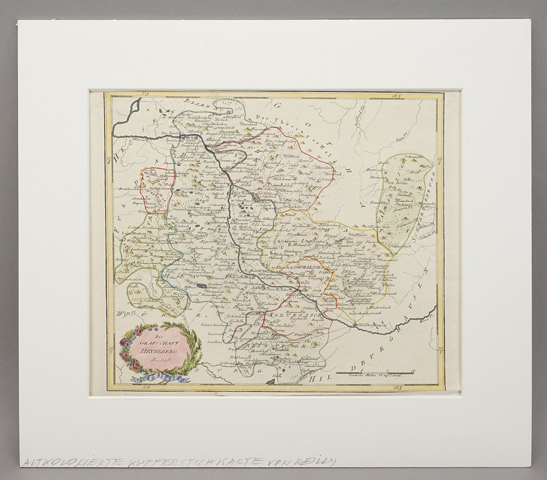 Franz Johann Joseph von Reilly (1766-1820),  Map of the County of Henneberg - Image 2 of 3
