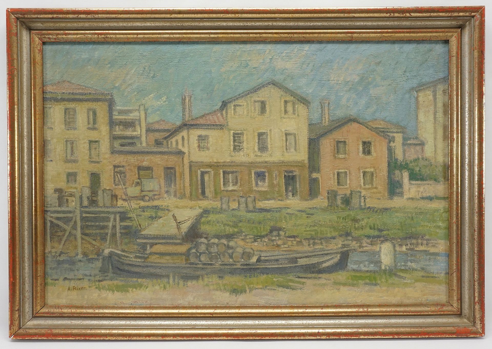 August Rixen (1897-1984), Row of houses by the water - Image 2 of 4