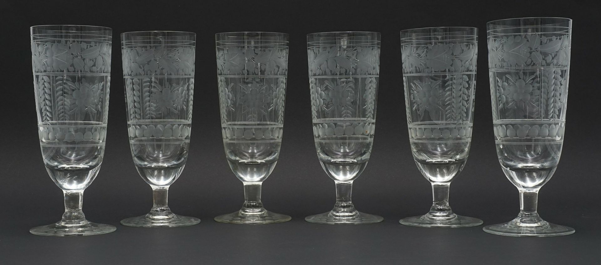 Six beer glasses, around 1900 - Image 2 of 2