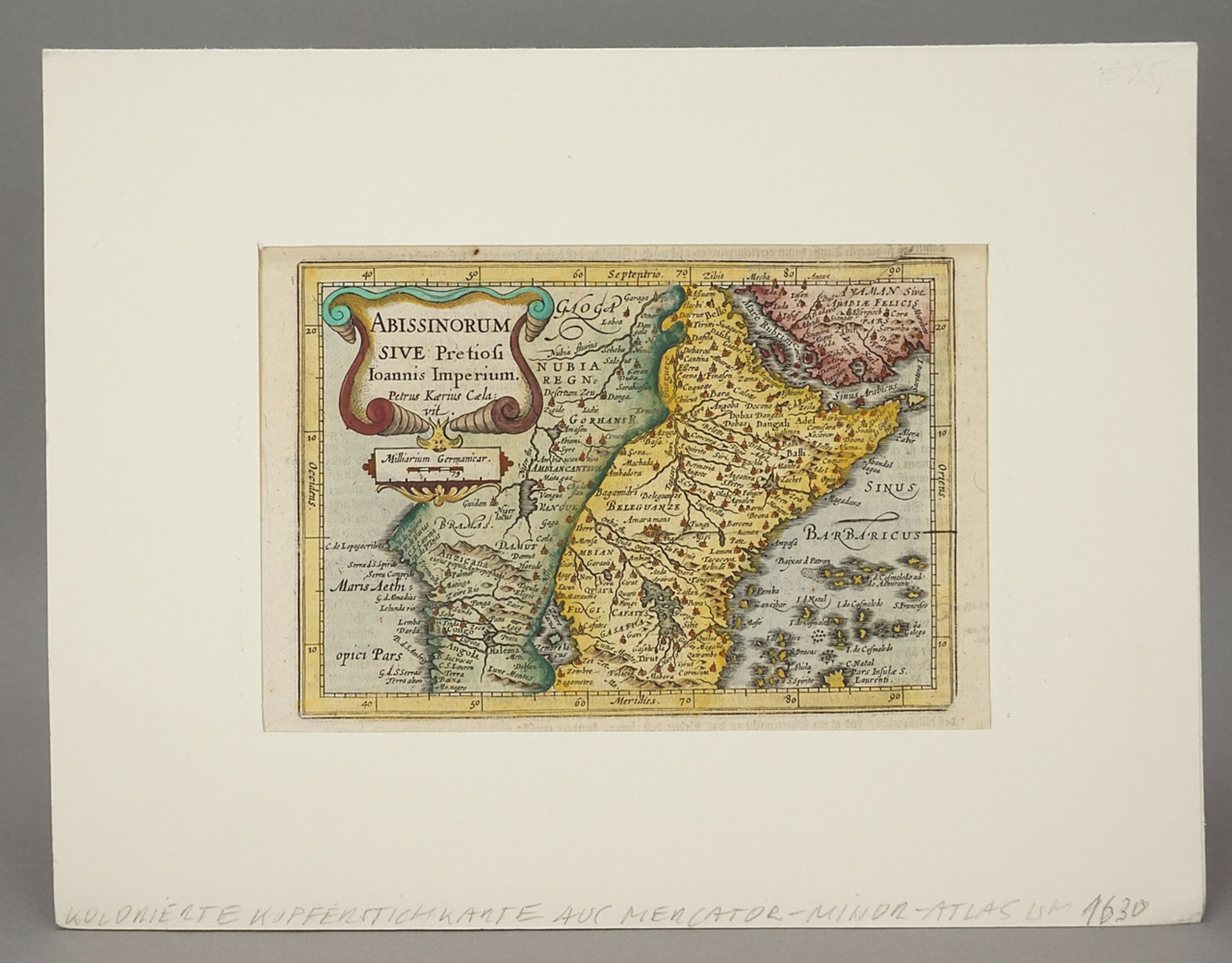 Pieter van den Keere (Petrus Kaerius, 1570-1630), Map of the Abyssinian Empire - Image 2 of 3