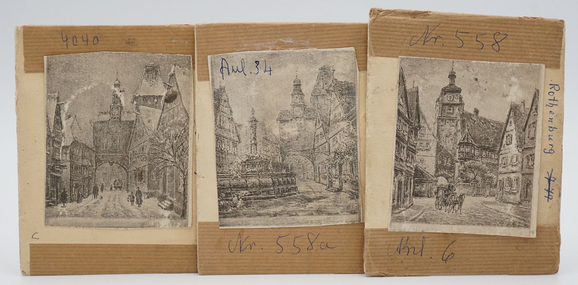 Carl Heinz Stricker (1926-2003), Three small etching plates with views of Rothenburg/Tauber - Image 3 of 3