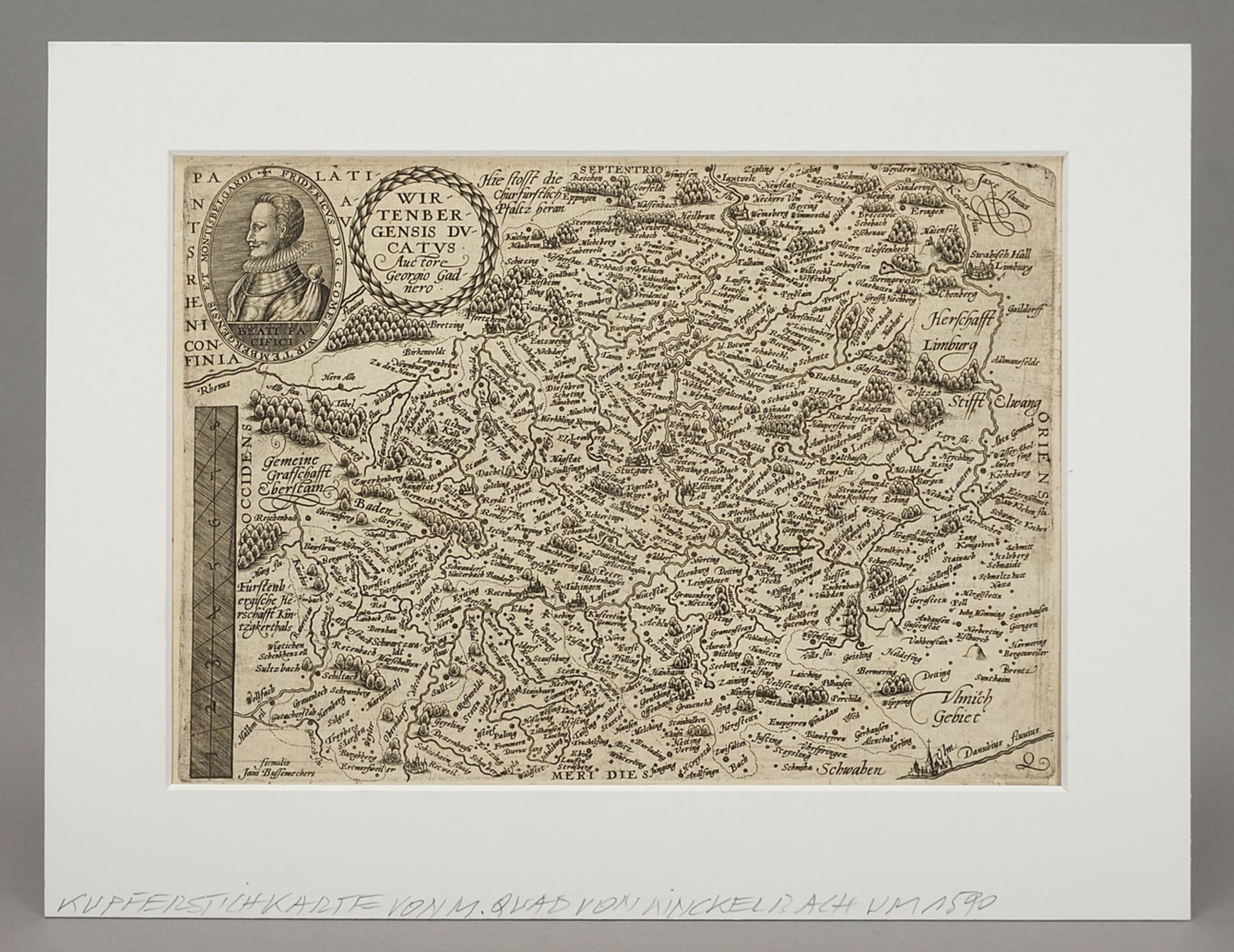 Mat(t)hias Quad (1557-1613), Map of Württemberg - Image 2 of 4