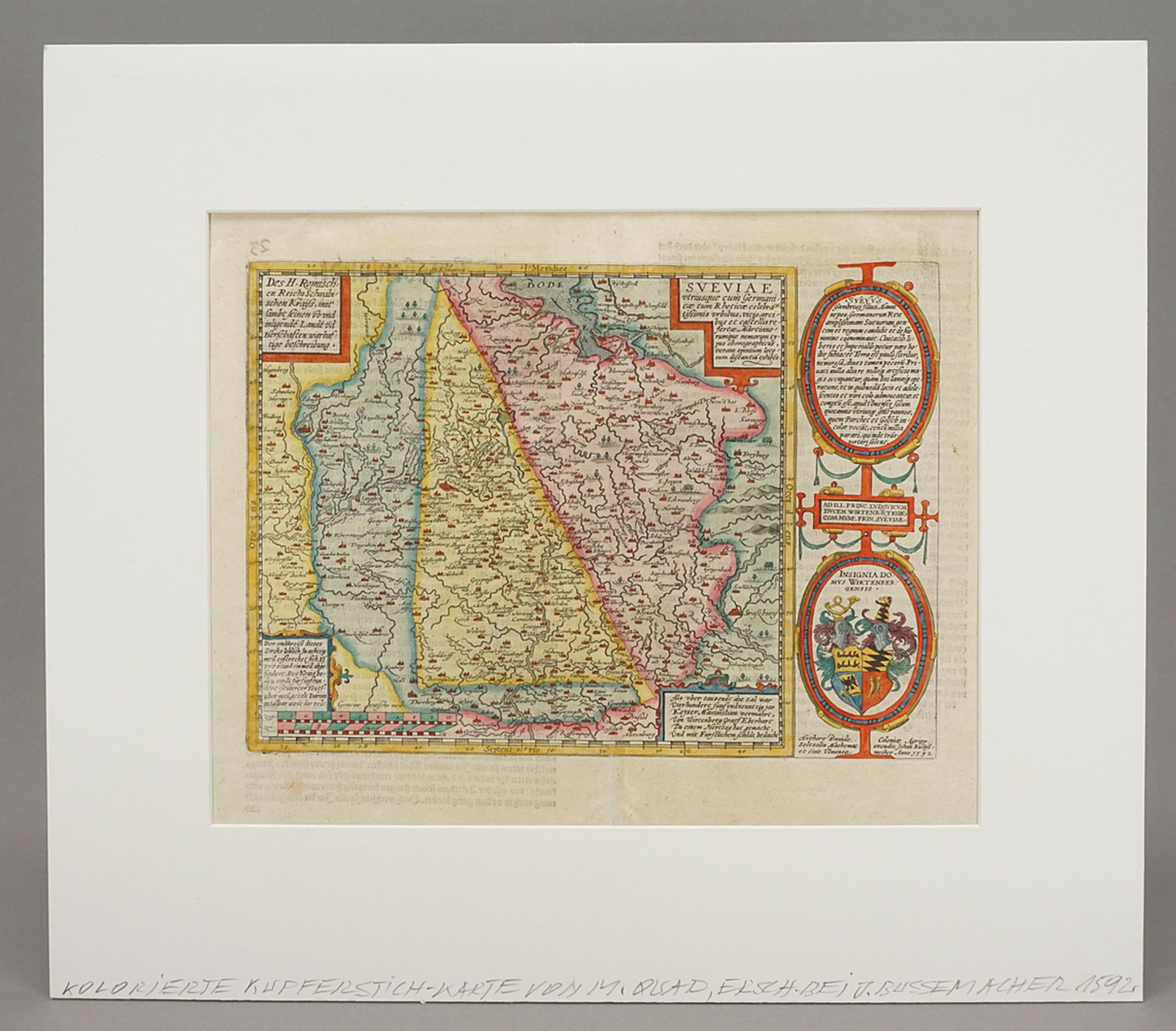 Mat(t)hias Quad (1557-1613), Map of Swabia - Image 2 of 4