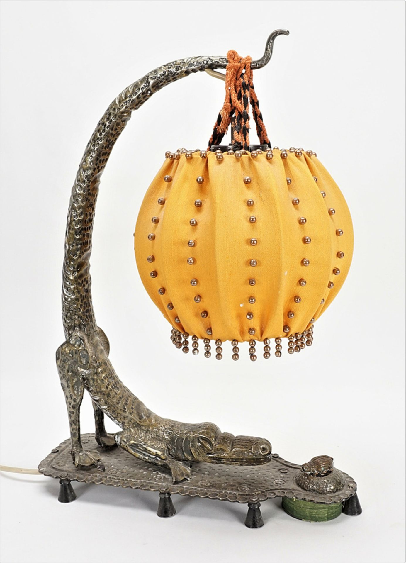 Tischlampe "Echse und Käfer", 20. Jh.