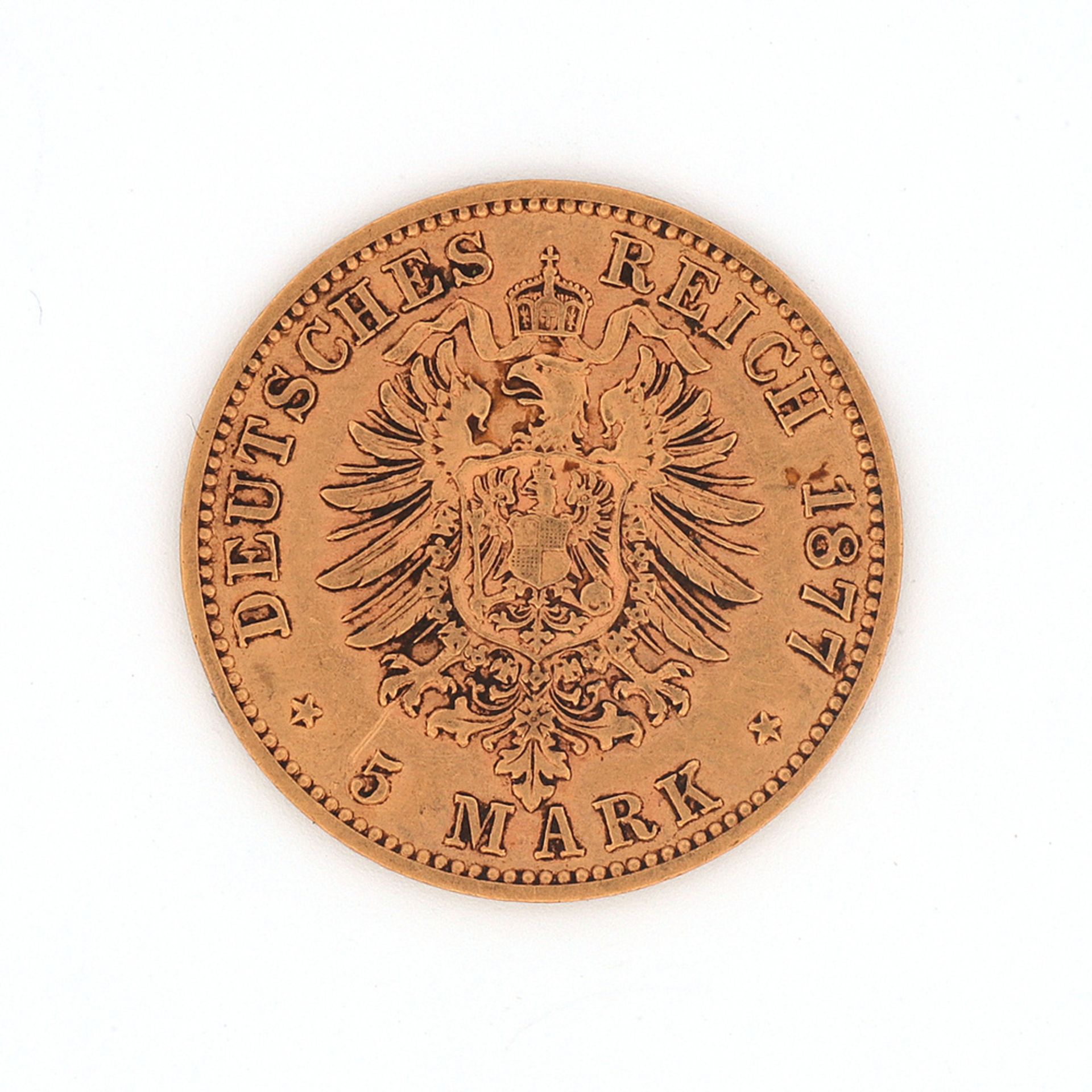 Kingdom of Prussia, 5 Mark Wilhelm I. 1877 C - Image 2 of 2