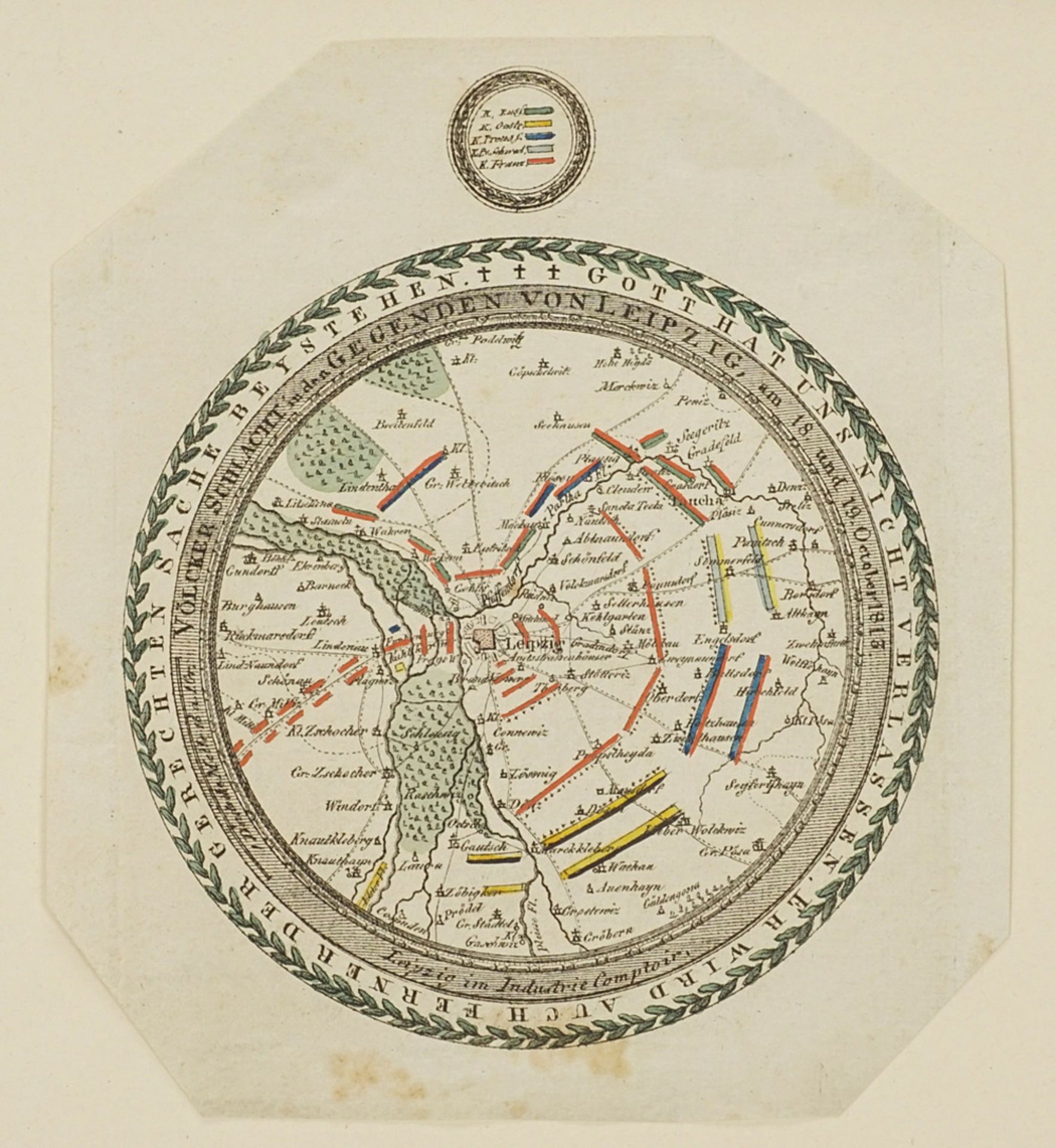 Round map of the Battle of Leipzig