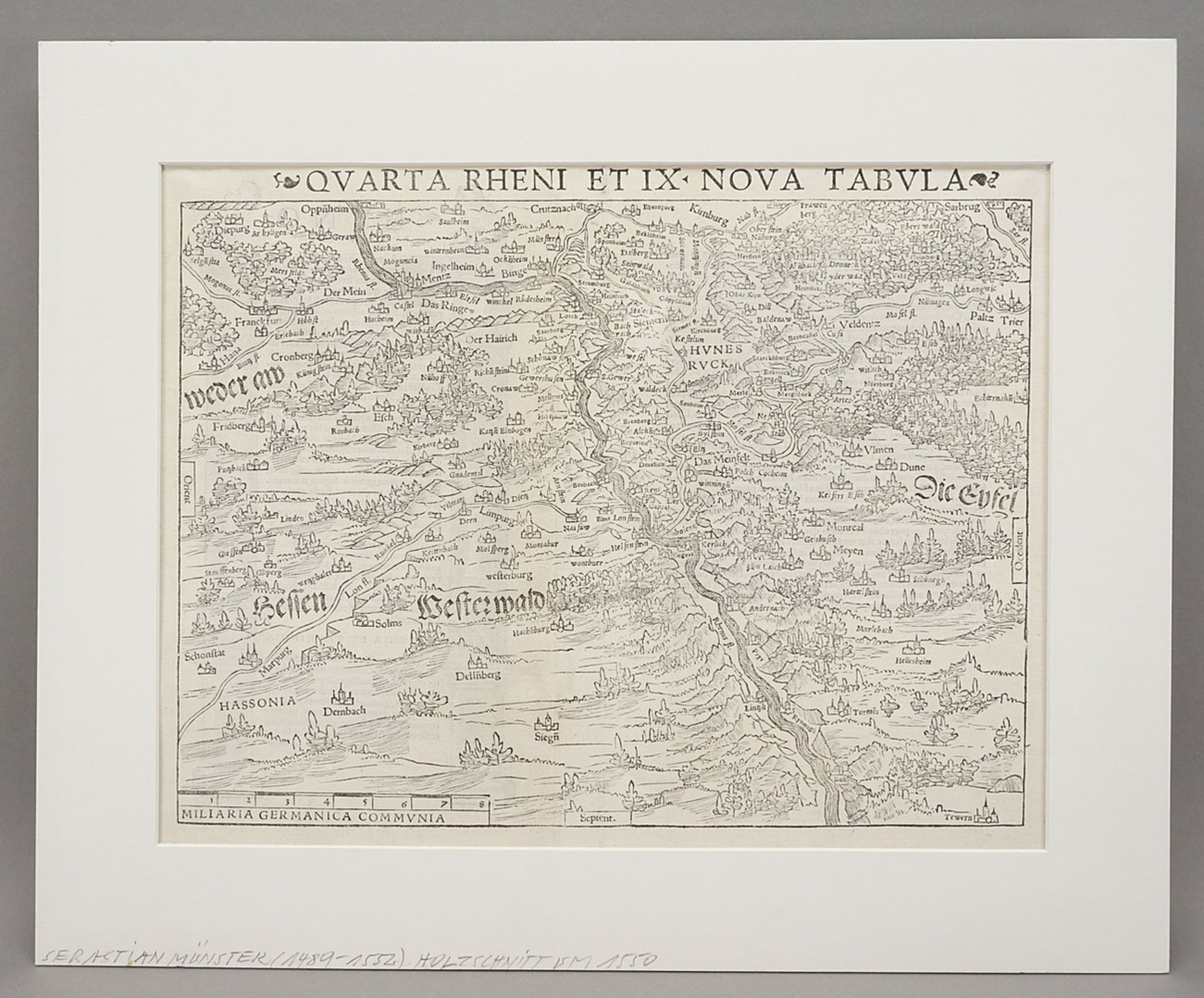 Sebastian Münster (1488-1552), Map of the course of the Rhine - Image 2 of 4