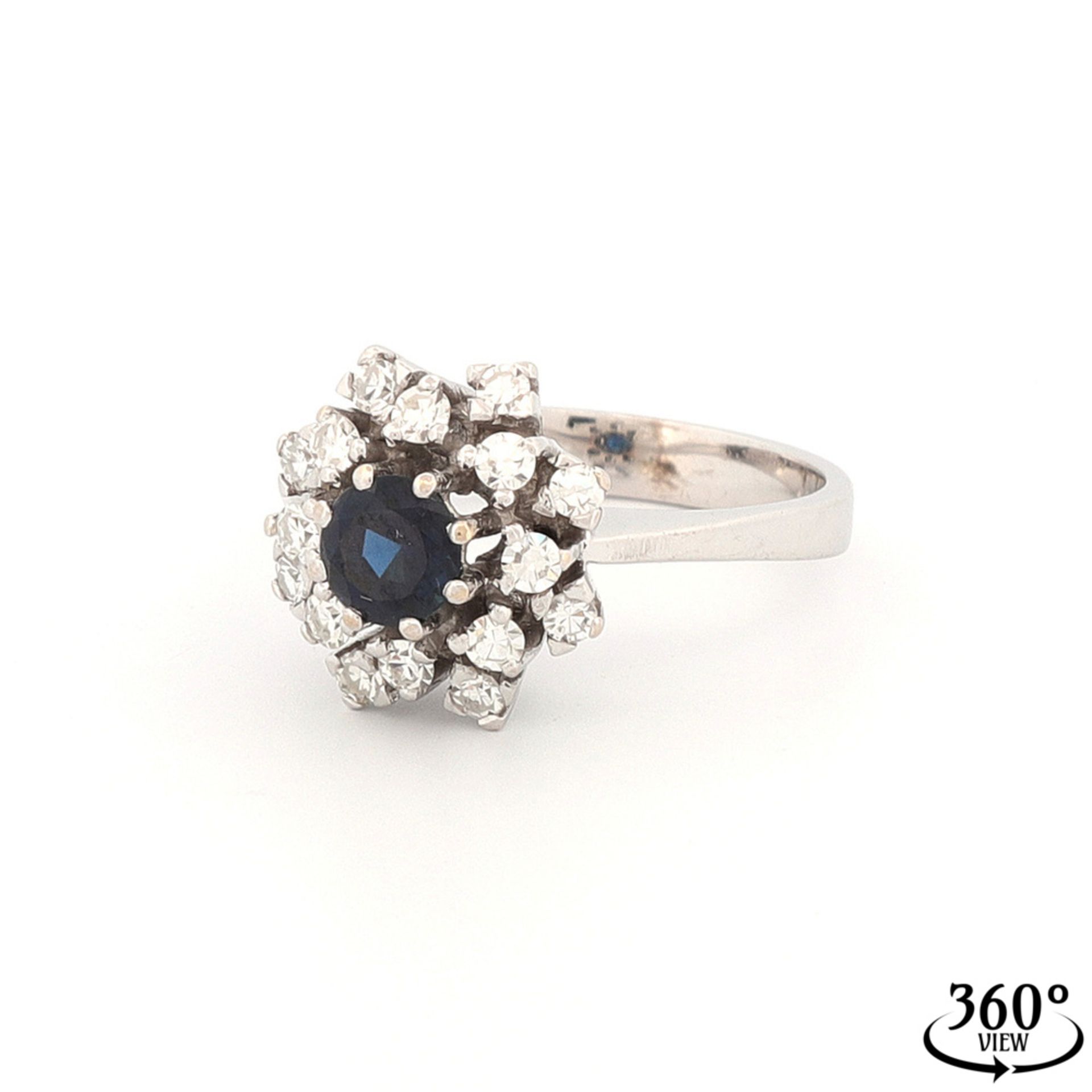 Entourage ring with sapphire and diamonds