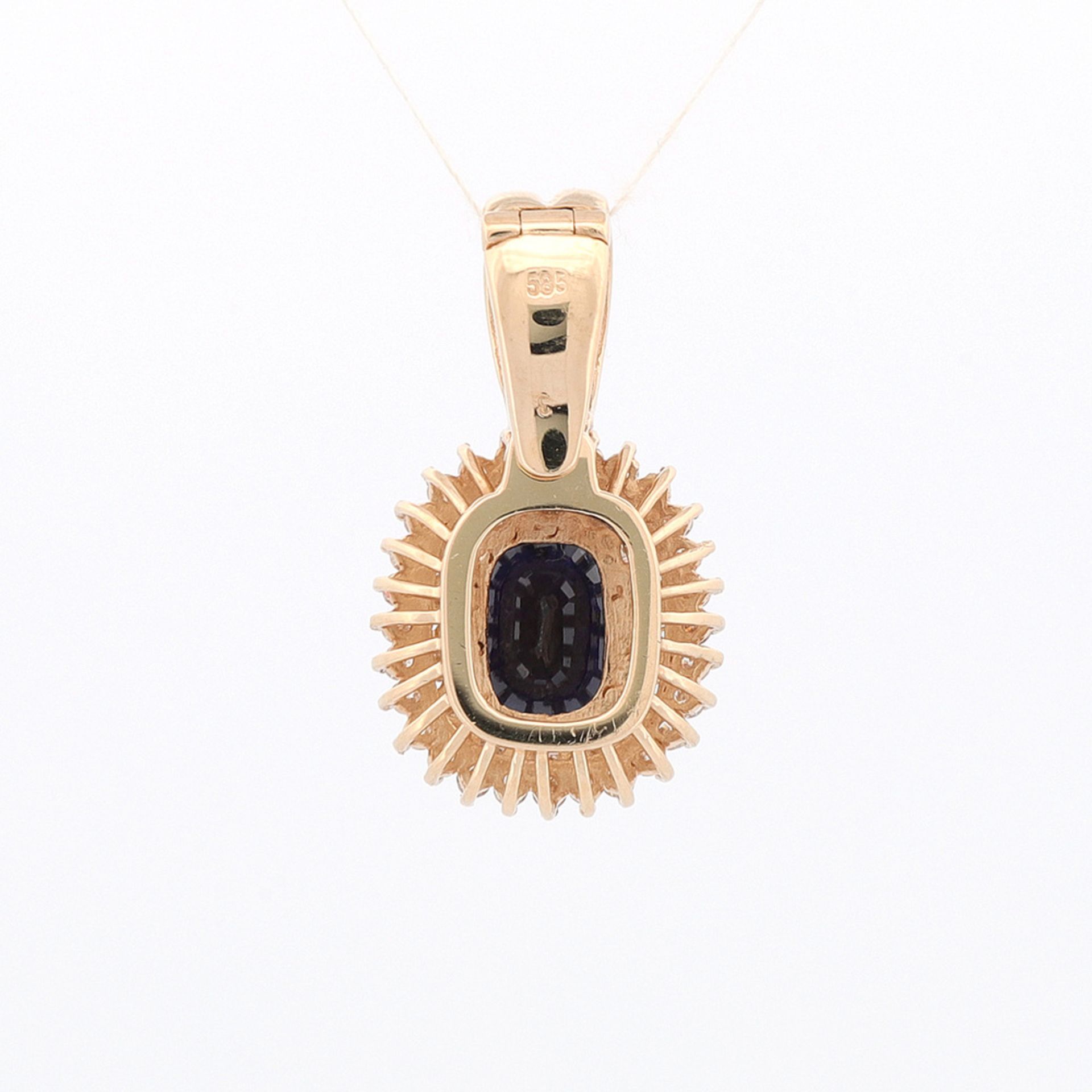 Clip pendant with sapphire and double entourage of brilliants - Image 2 of 2